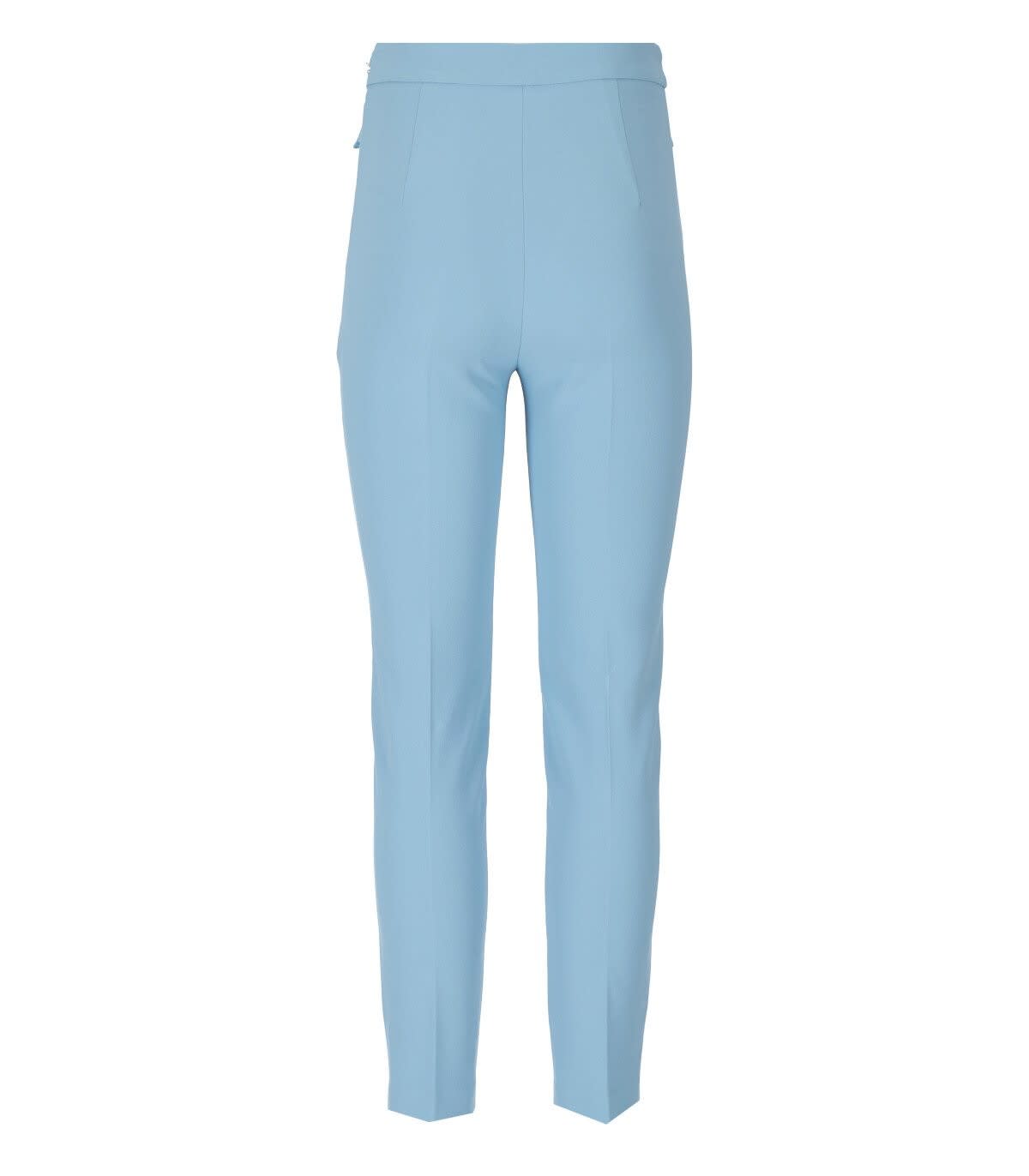 Shop Elisabetta Franchi Chain Detailed High-waisted Trousers In Azzurro