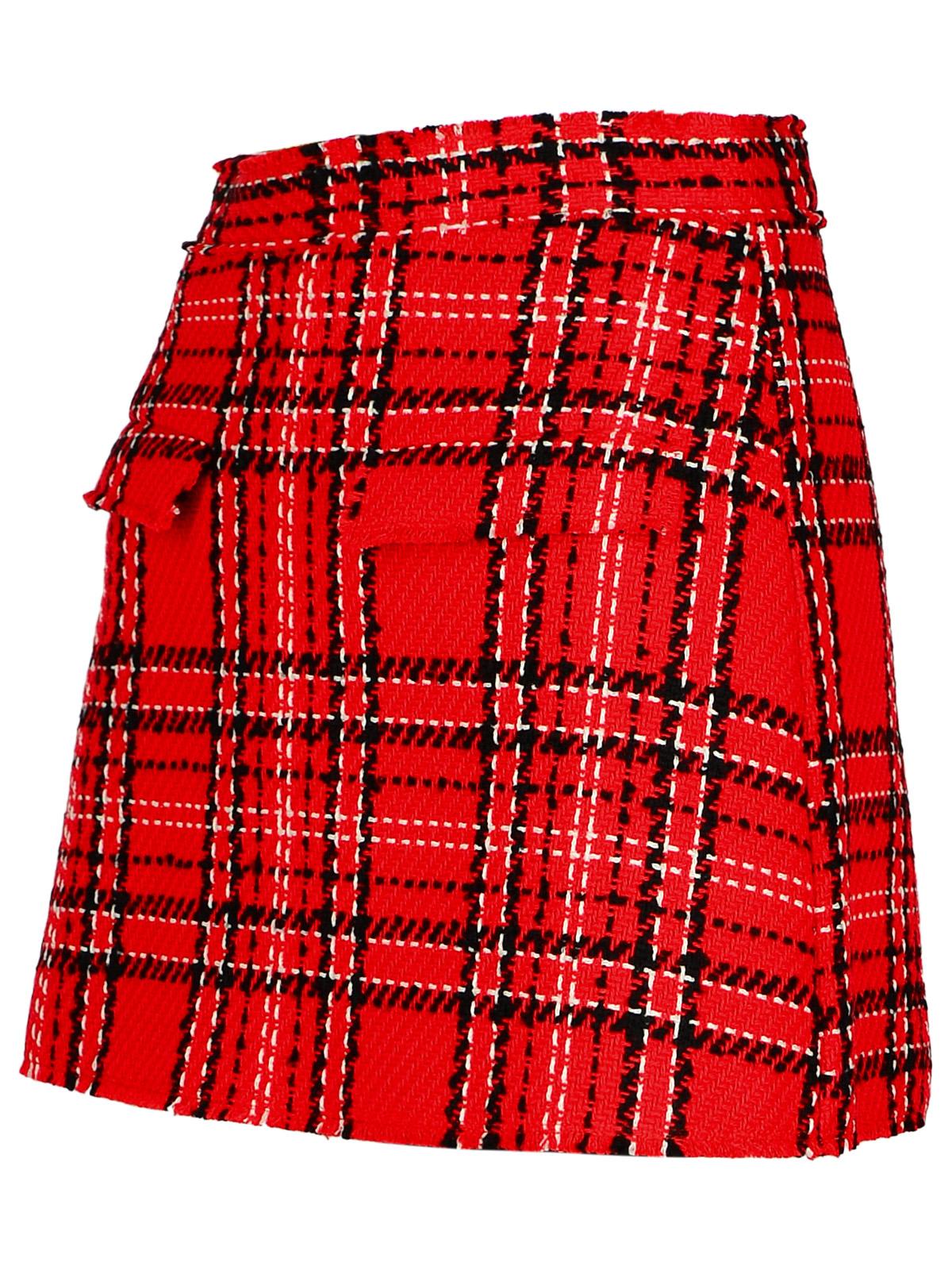 Shop Msgm Check Red Cotton Blend Shorts