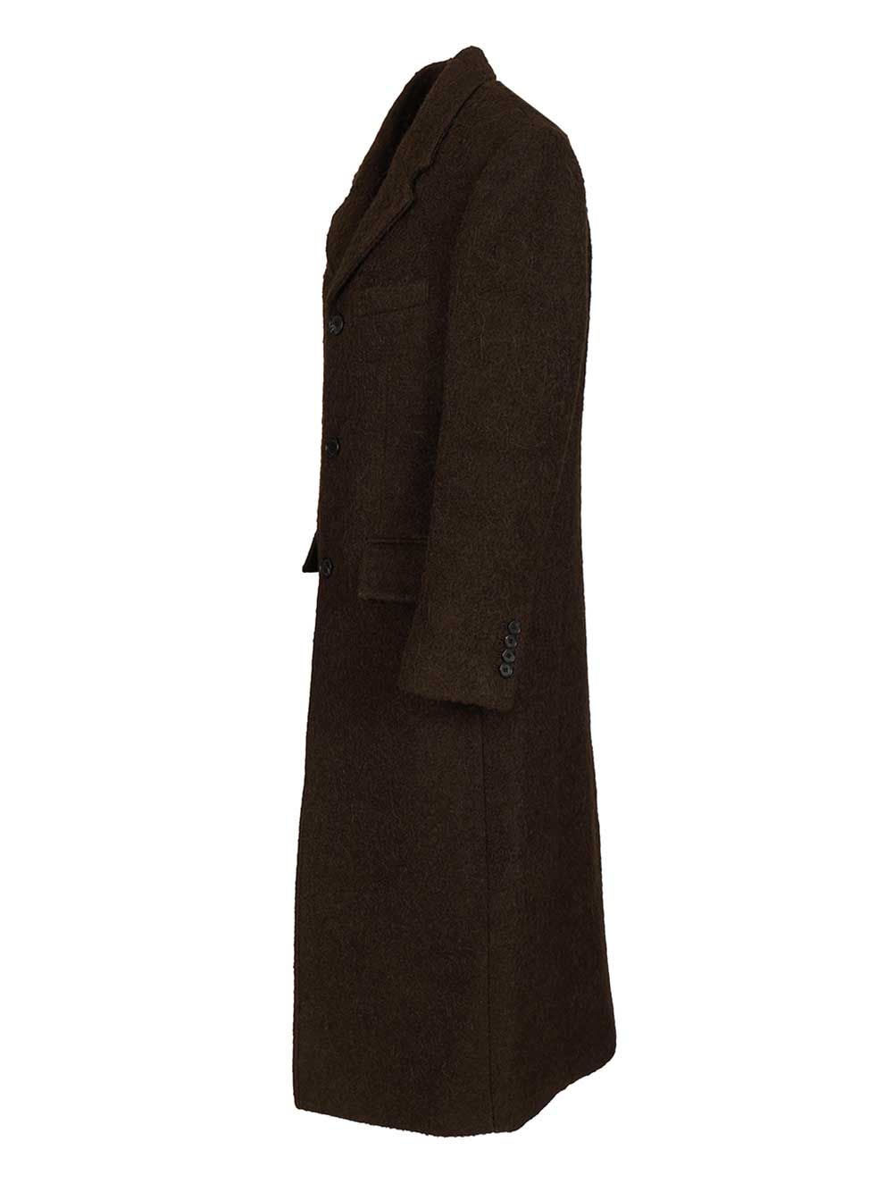 Dunst Brown Single-breasted Wool-blend Coat In Black