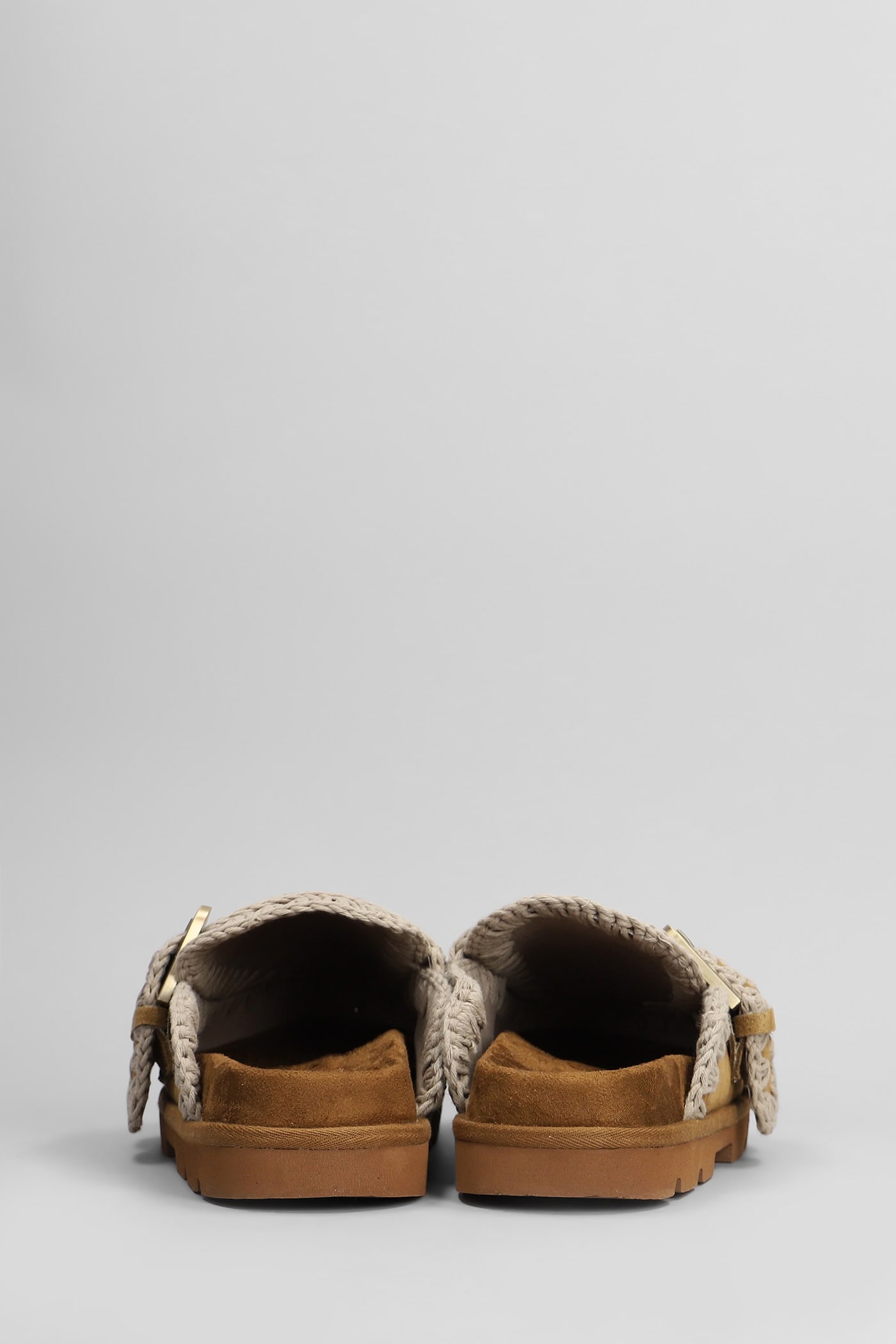 Mou Low Bio Sabot Slipper-mule In Leather Color Suede In Brown