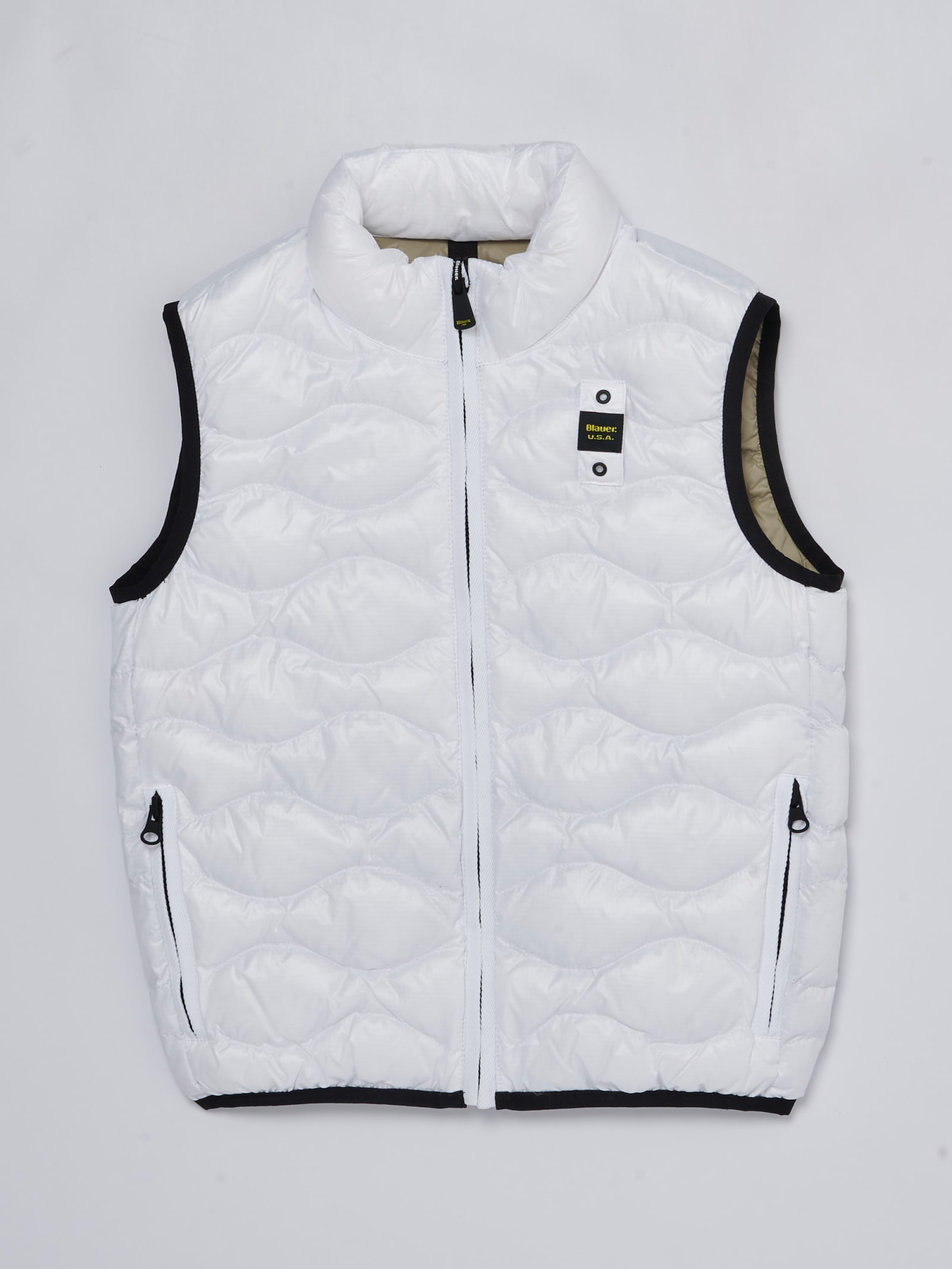 Shop Blauer Gilet Vest In Bianco