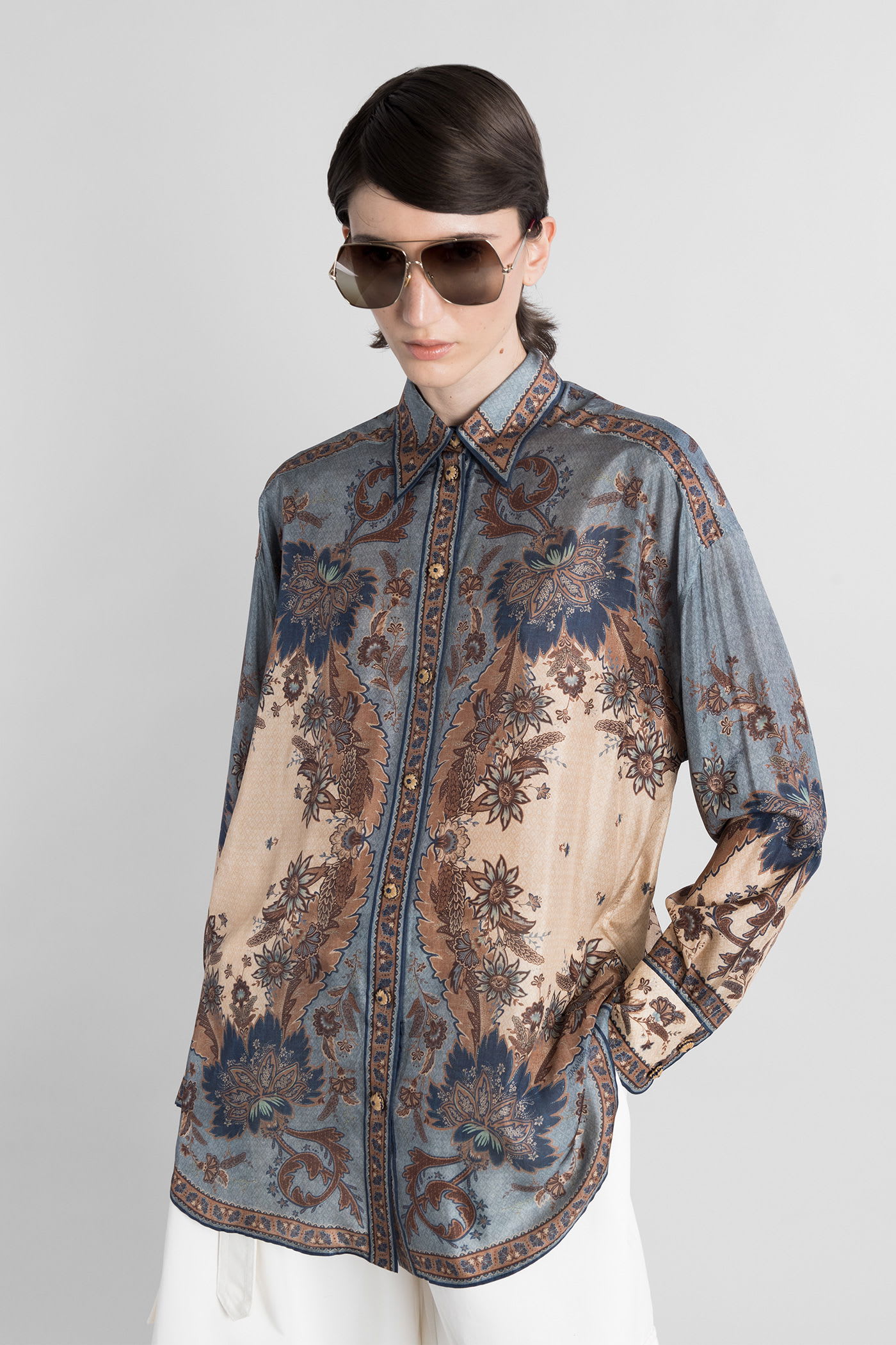Shirt In Blue Silk