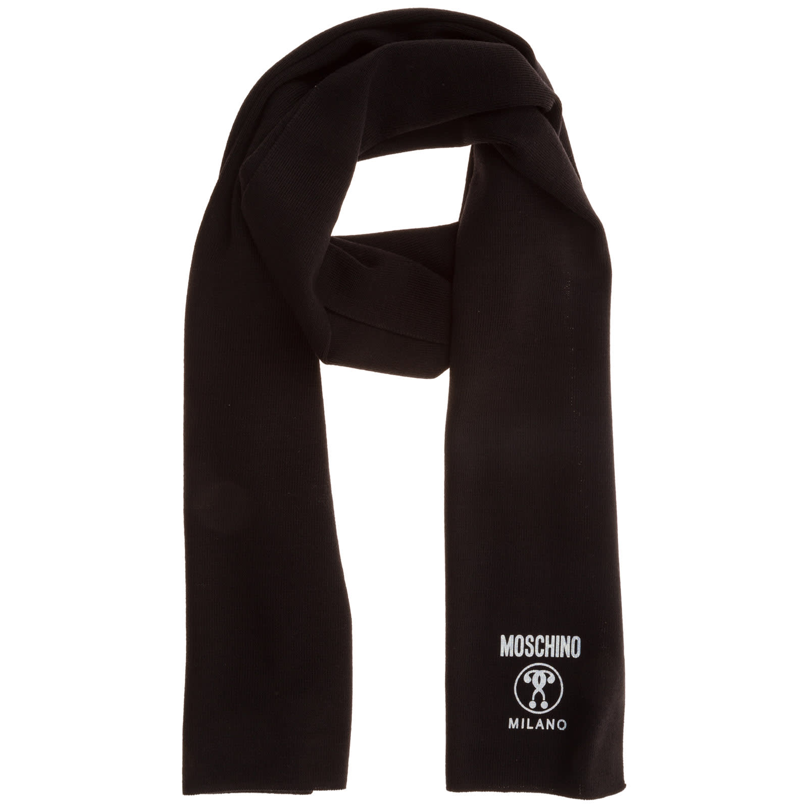 Moschino Double Question Mark Wool Scarf