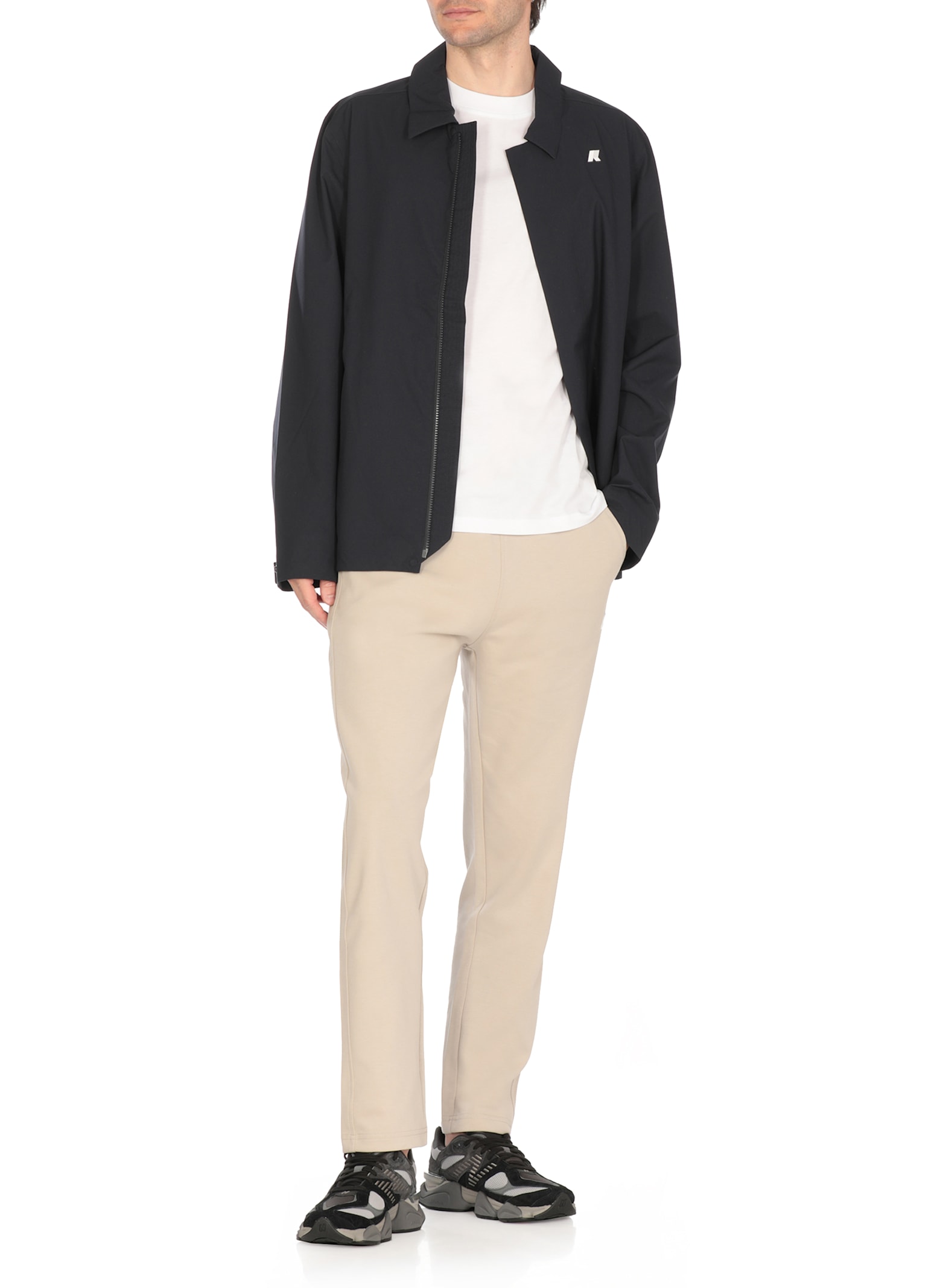 K-way Straight Leg Cotton Trousers With Elastic Waistband In White