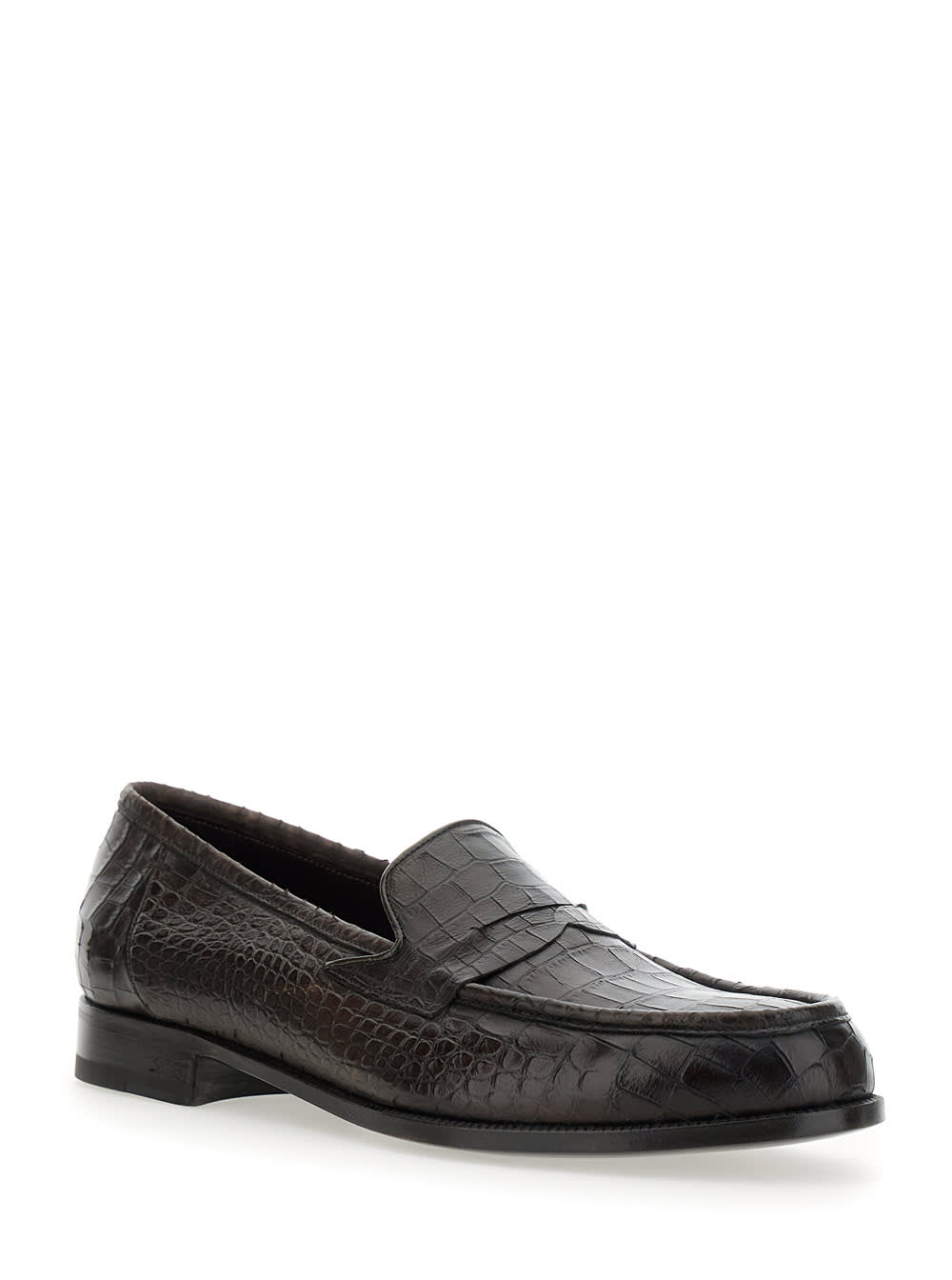 Lidfort 'luisiana' Bordeaux Loafers With Embossed Crocodile Effect