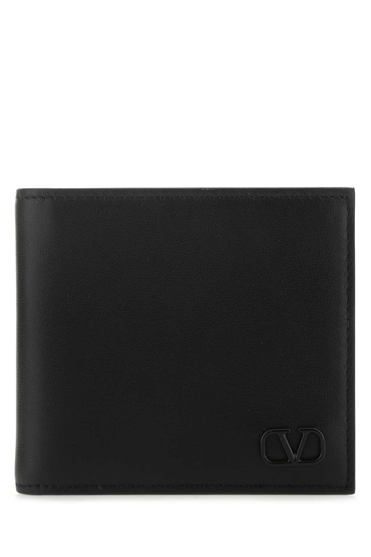 Shop Valentino Black Leather Wallet In Nero