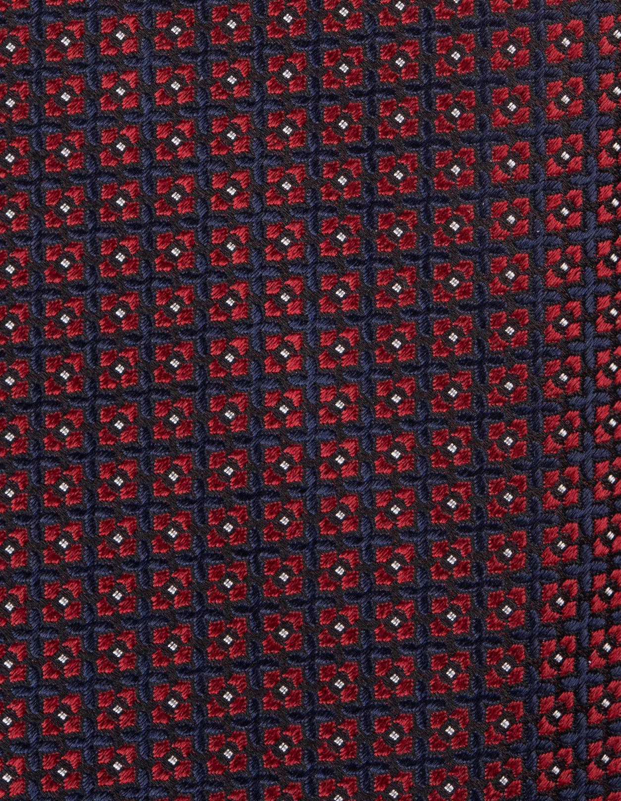 Shop Kiton Dark Red Tie With Geometric Micro Pattern In Blue