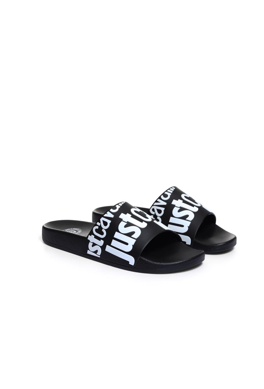 Just Cavalli Man Sandals Black Size 8.5 Rubber In Black