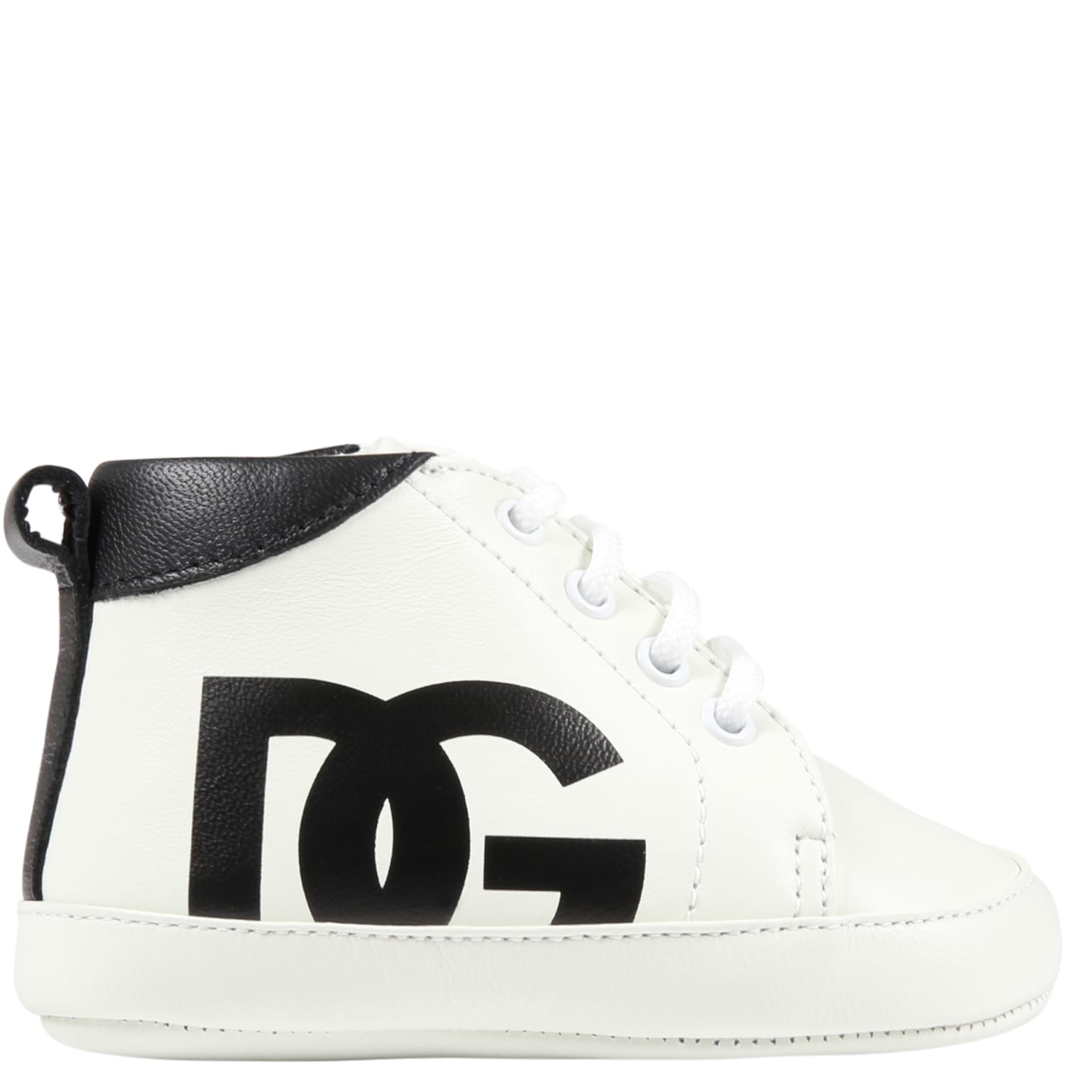 Dolce & Gabbana White Shoes For Baby Kids With Logo