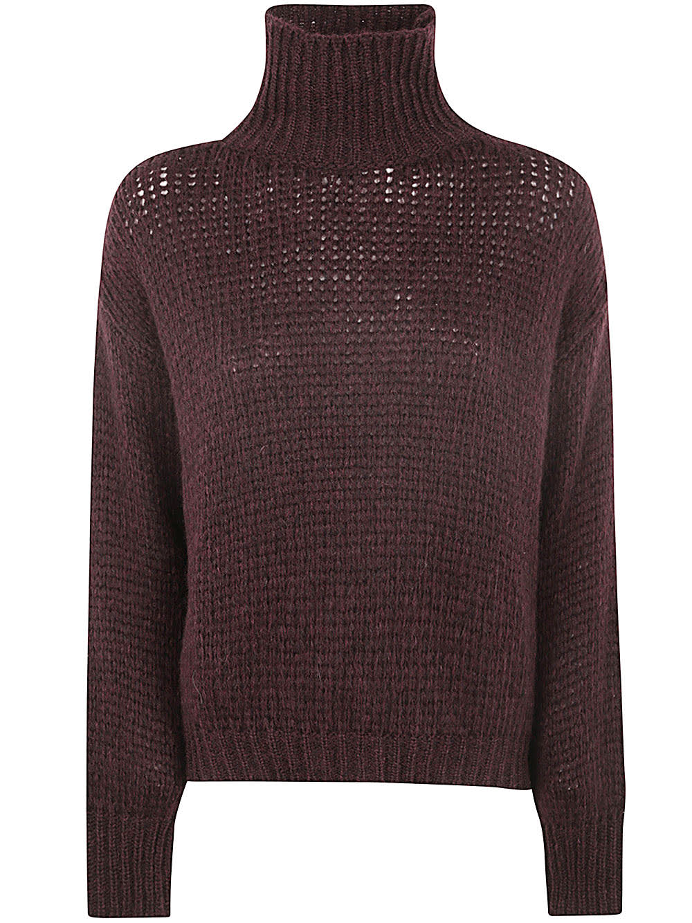 Shop Nuur Long Sleeves Turtle Neck Sweater In Bordeaux