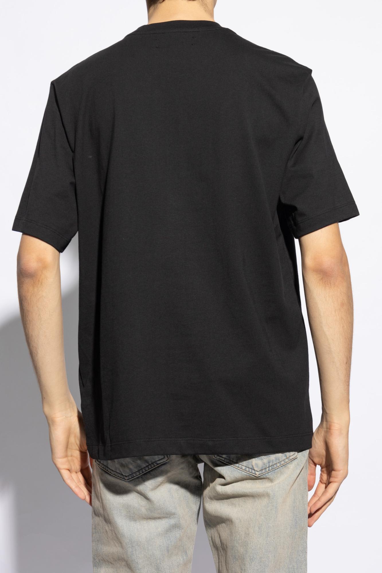 Amiri Black Crewneck T-shirt With Logo Lettering Print On The Front In Cotton Man In Black
