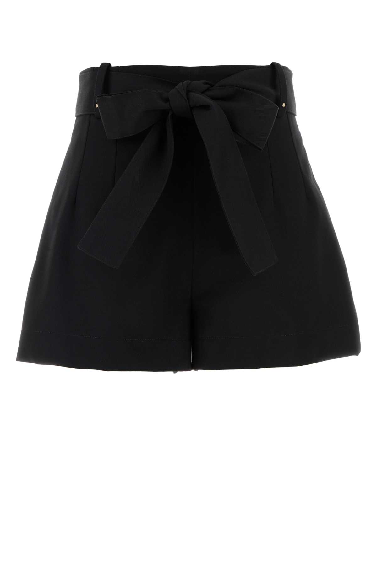 Black Polyester Blend Shorts