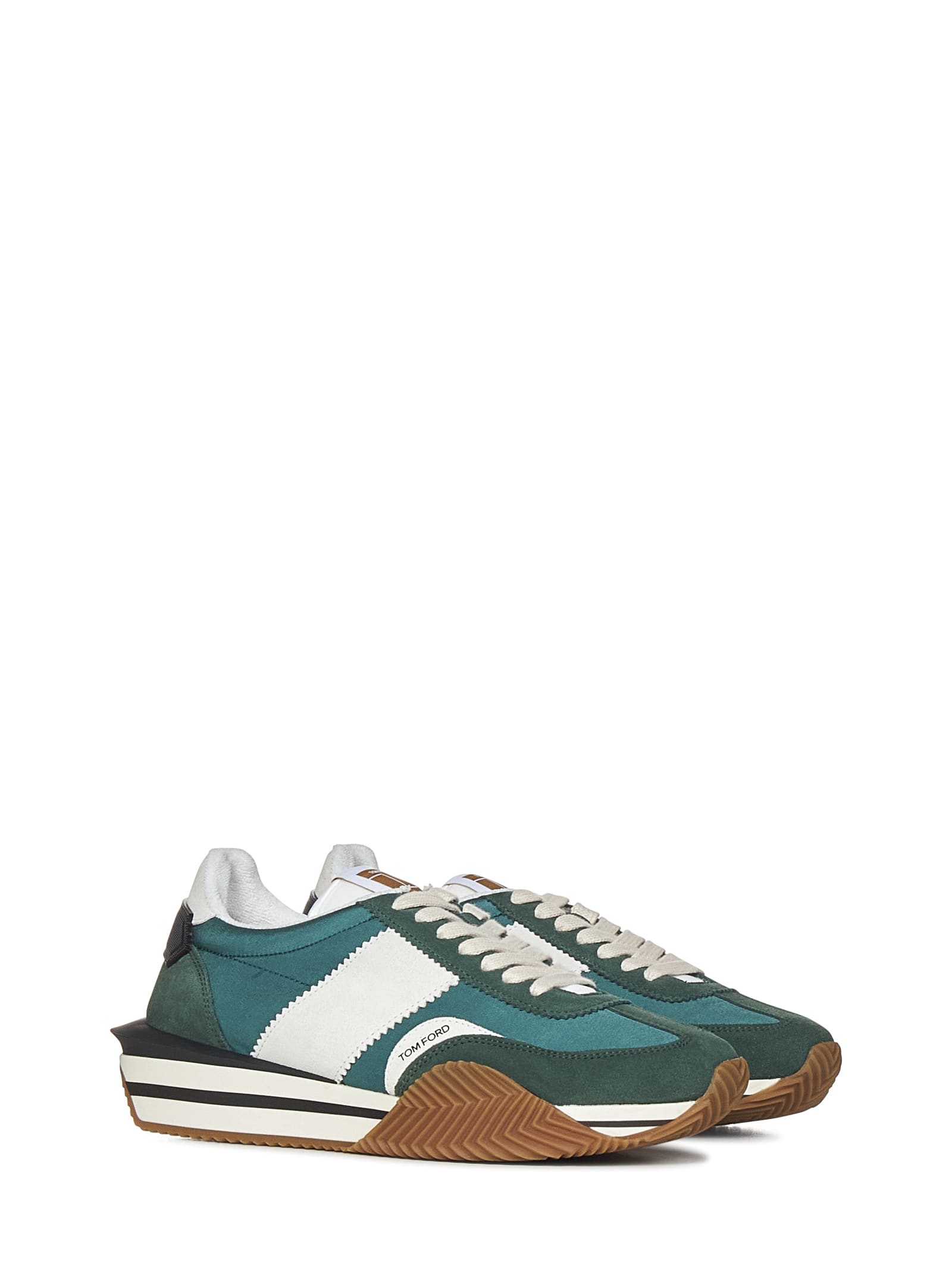 Shop Tom Ford James Sneakers In Green/cream