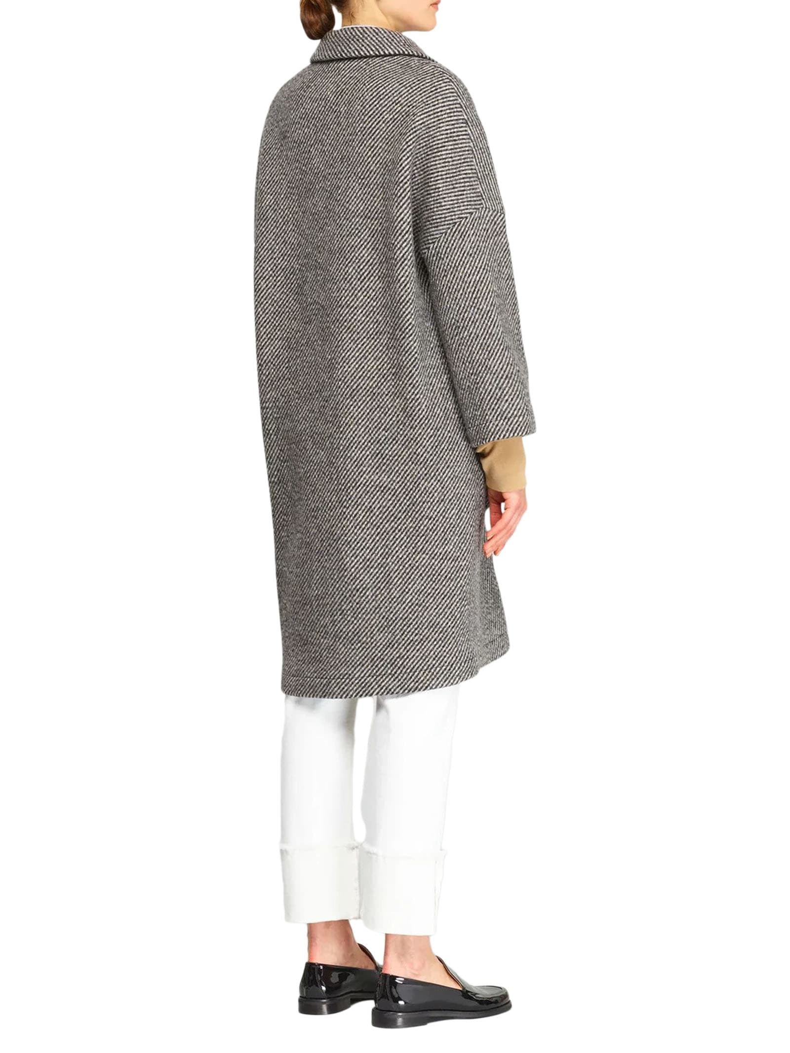 Shop Semicouture Diagonal Cloth Coat In White