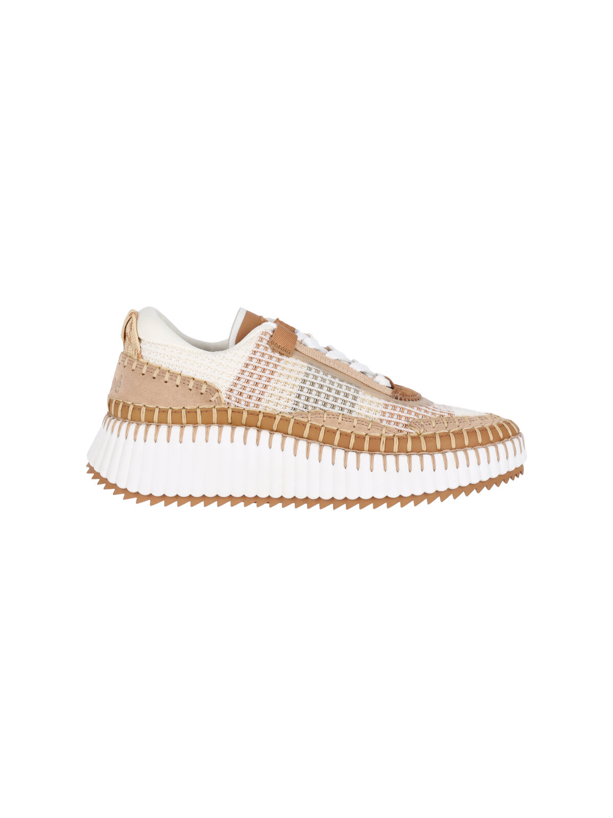 Chloé Mesh Nama Low-top Sneakers With Suede Inserts In Brown