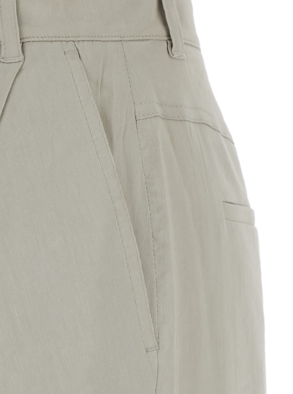 Low Classic Green Palazzo Pants With Front Pences In Cotton Blend Woman In Green