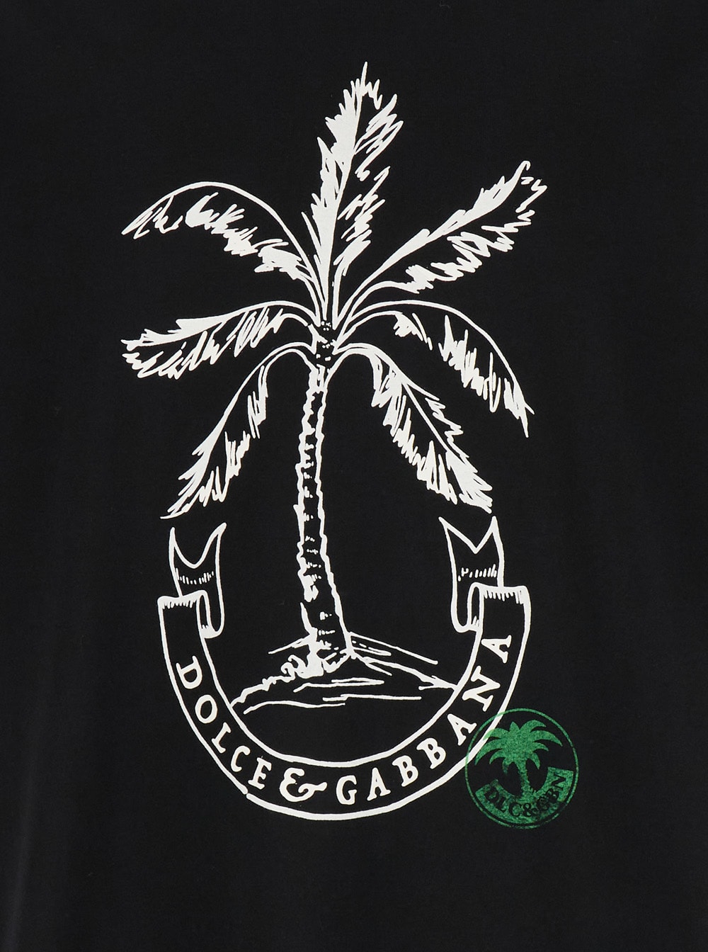 Shop Dolce & Gabbana Black T-shirt With Banana Tree Print In Cotton Man