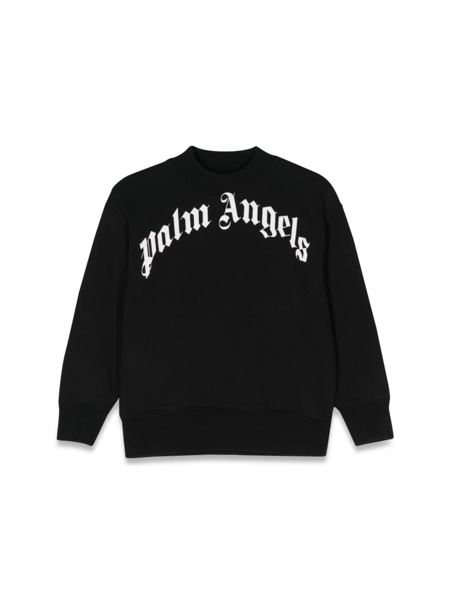 Shop Palm Angels Classic Curved Logo Crewneck In Black