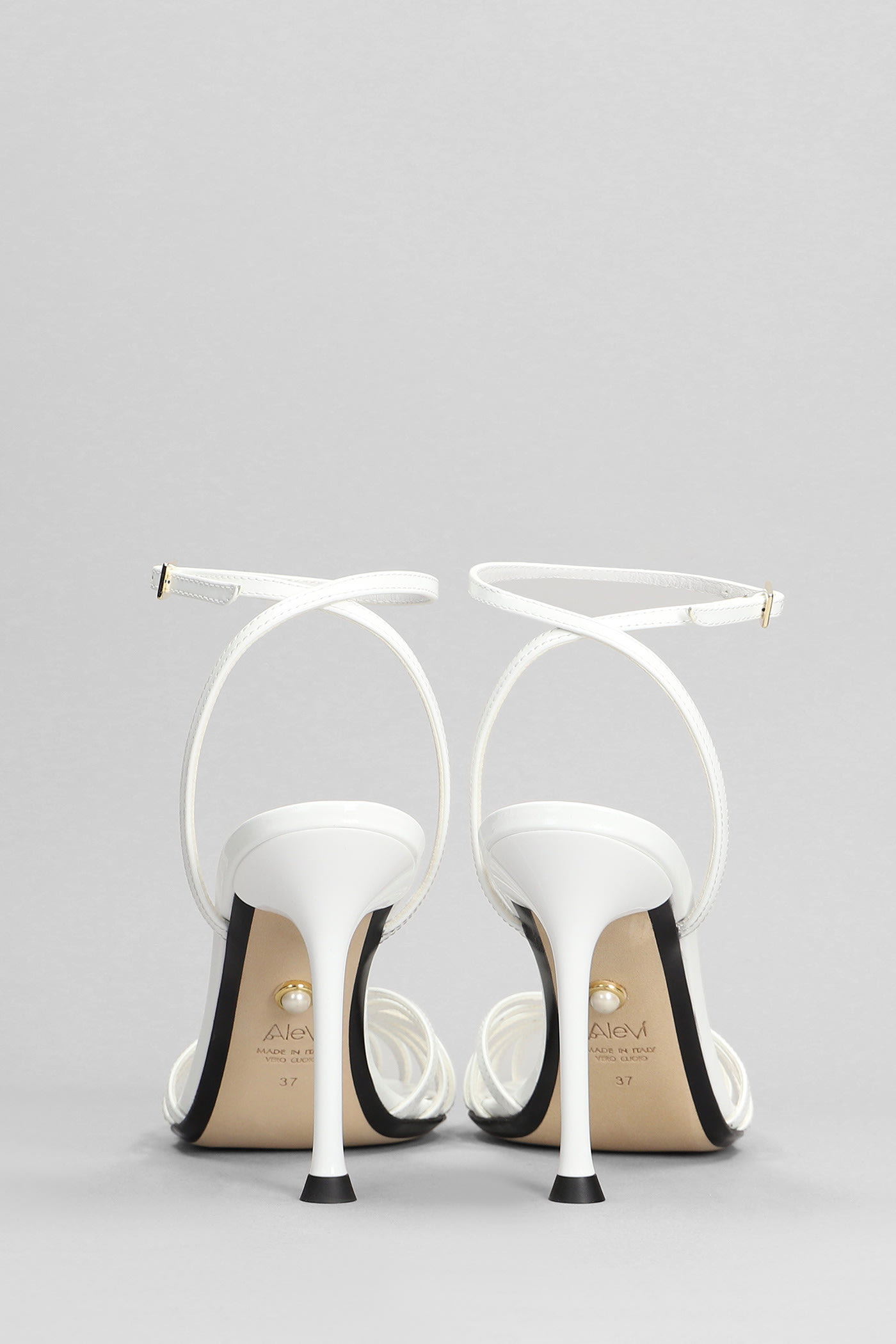 Shop Alevì Ally 095 Sandals In White Patent Leather