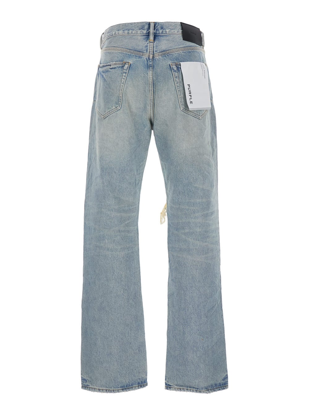 Purple Brand Light Blue Jeans With Logo Patch On The Rear And Maxi Ripping On The Front