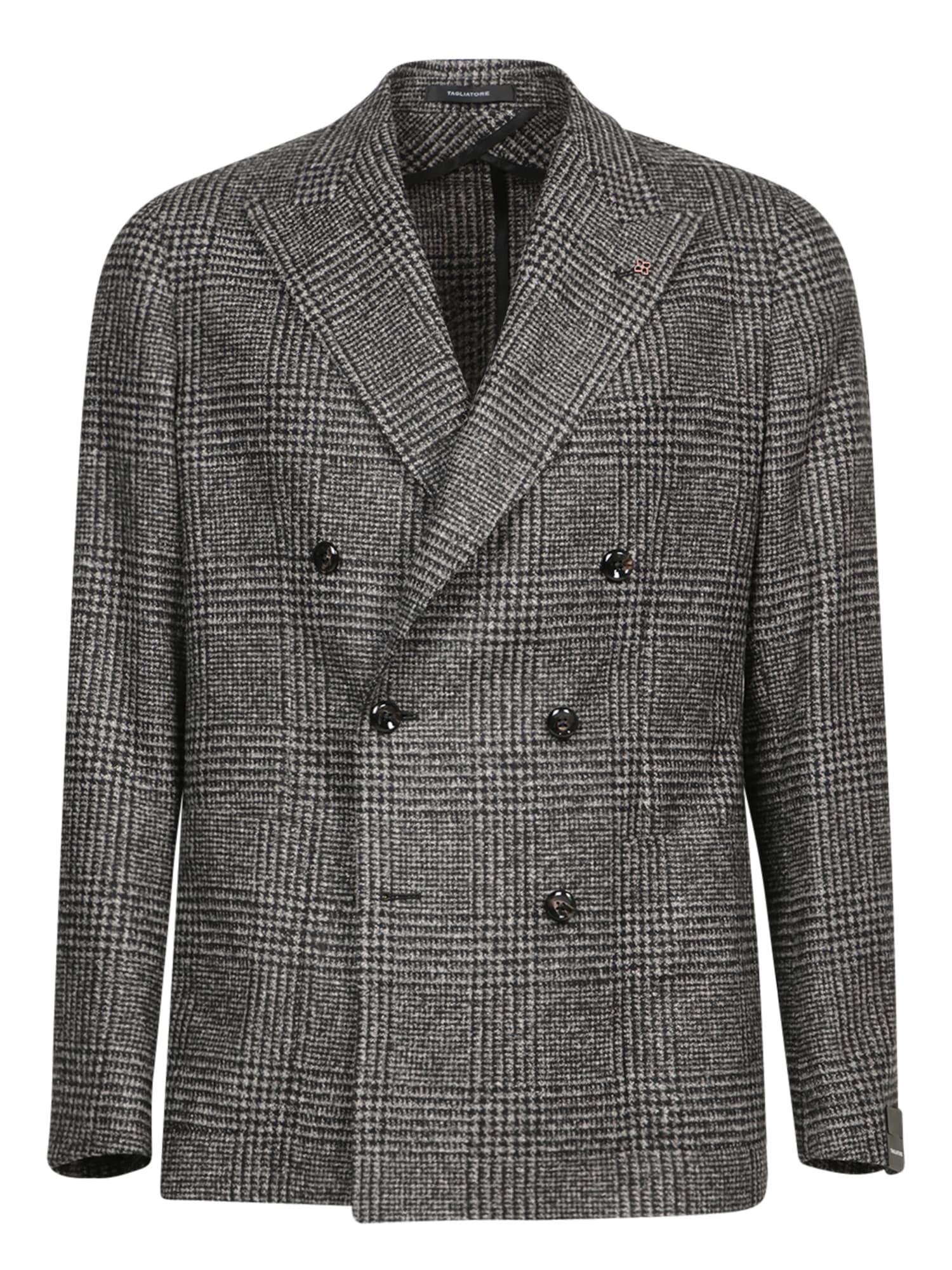 Shop Tagliatore Houndstooth Jacket In Grey-white-black