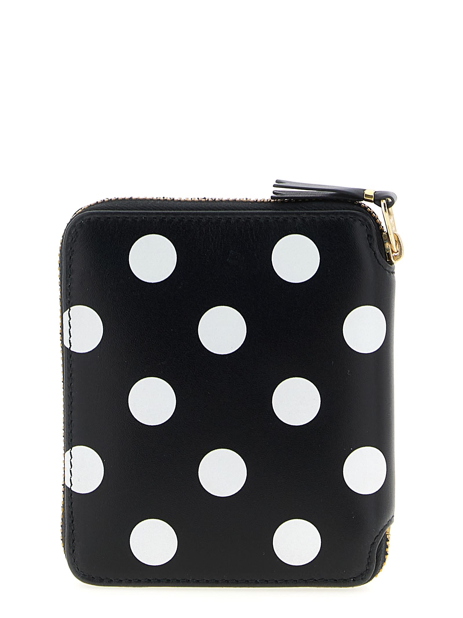 Comme Des Garçons Polka Dots Printed Wallet In Black