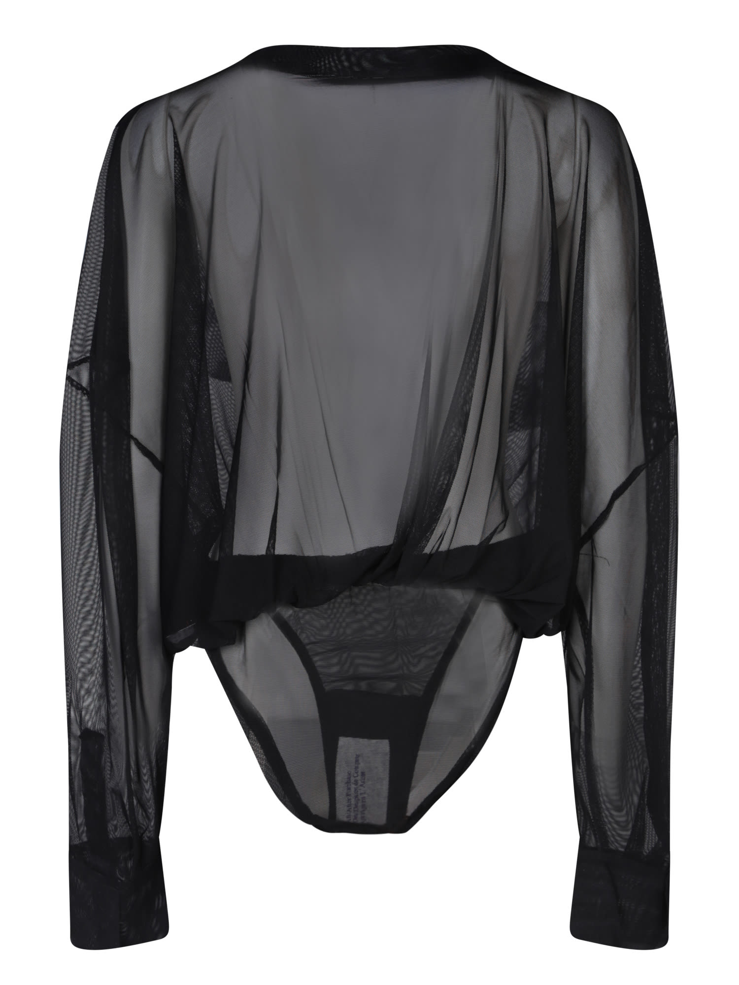 Shop Norma Kamali Super Os Bf Nk Black Shirt-bodysuit