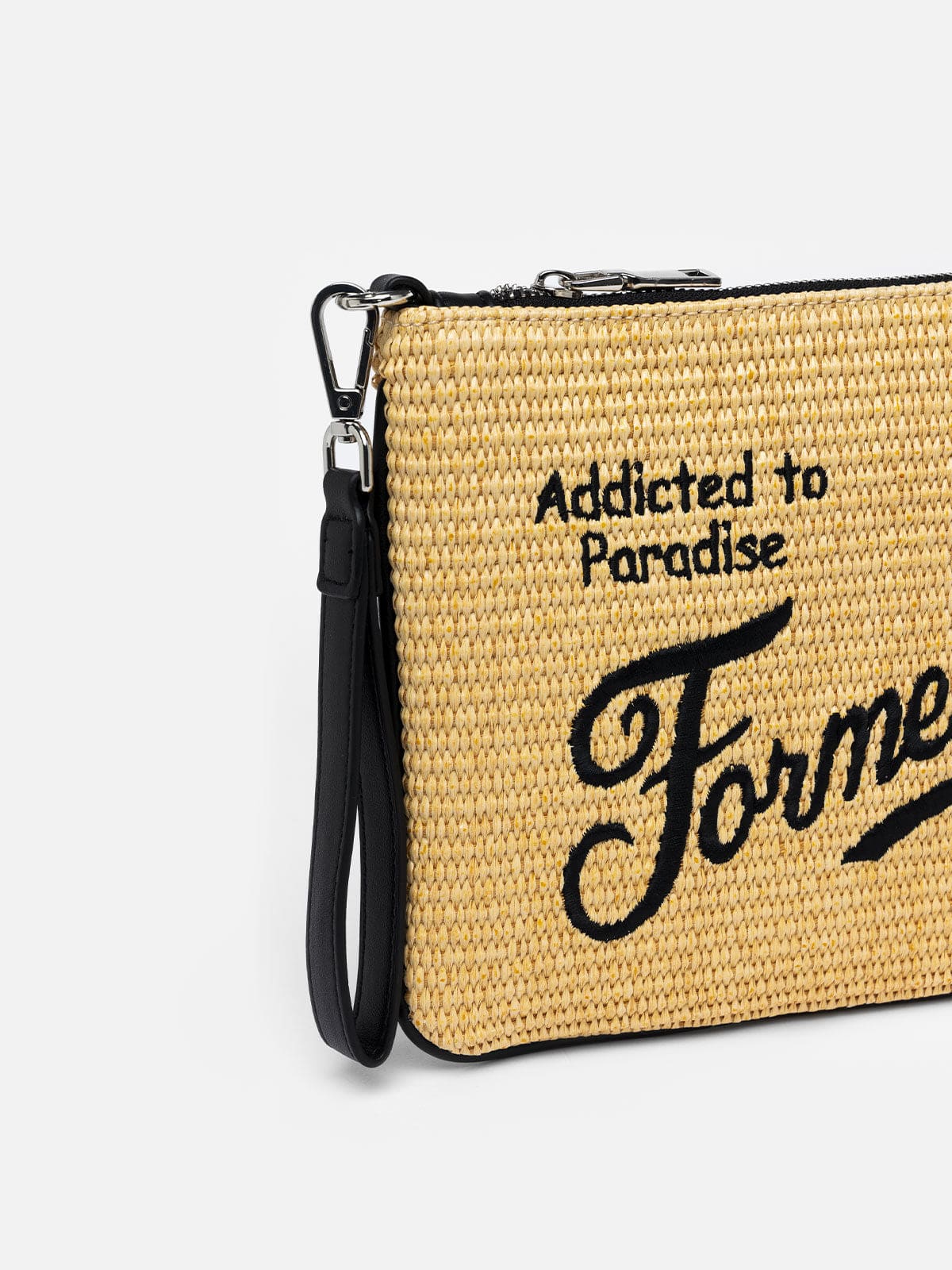 Mc2 Saint Barth Parisienne Straw Pochette With Formentera Embroidery In Beige