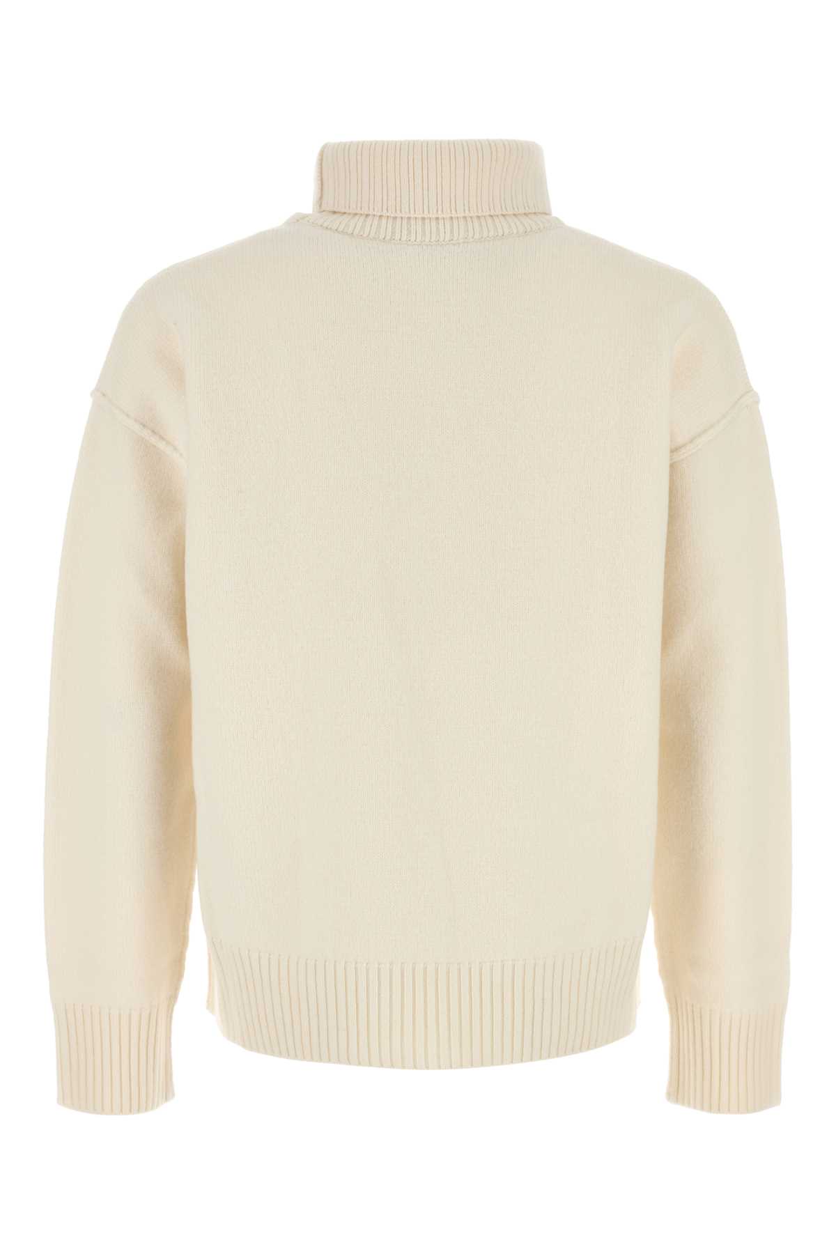 Ami Alexandre Mattiussi Ivory Wool Sweater In Neutral