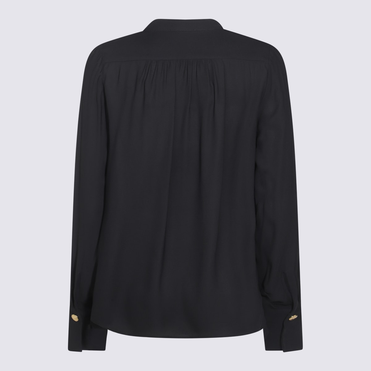 Elisabetta Franchi Chain Detail V-neck Pleated Back Top In Black