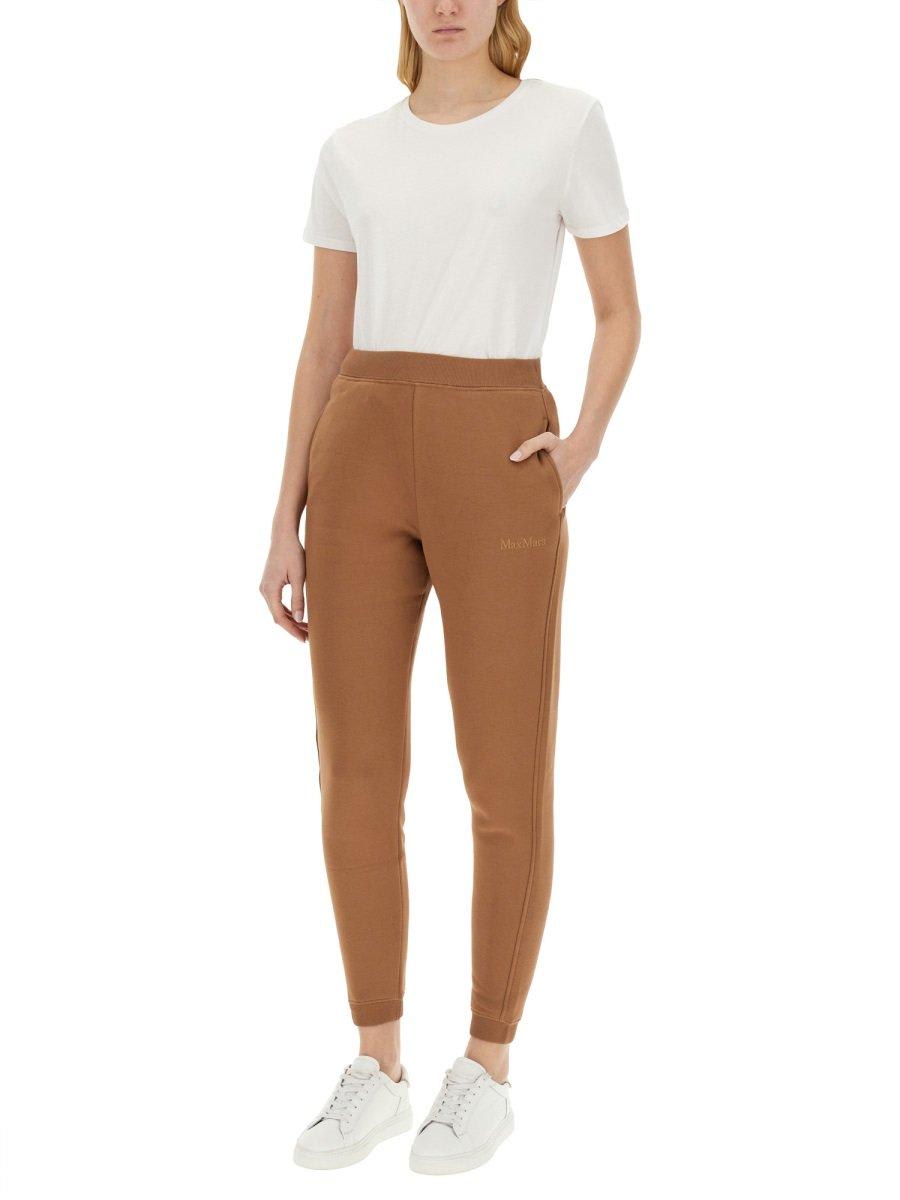 Shop 's Max Mara Logo Embroidered Jogging Trousers In Beige