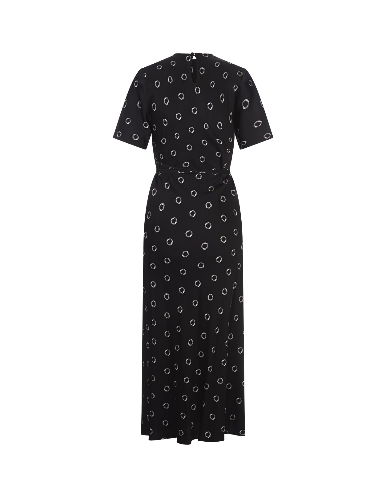 Shop Msgm Printed Black Viscose Midi Dress