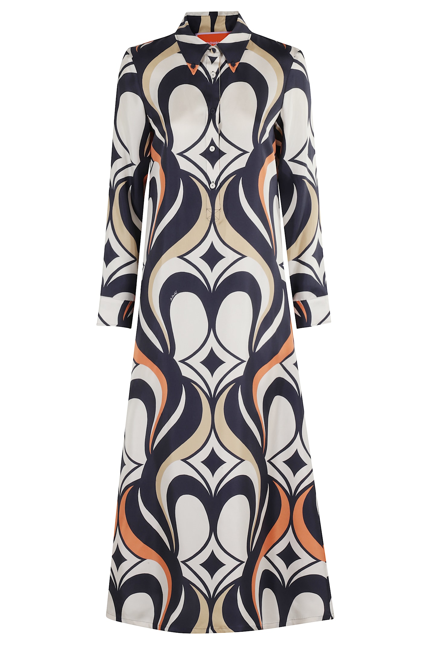 La Doublej Icon Printed Silk-twill Maxi Shirt Dress In Black