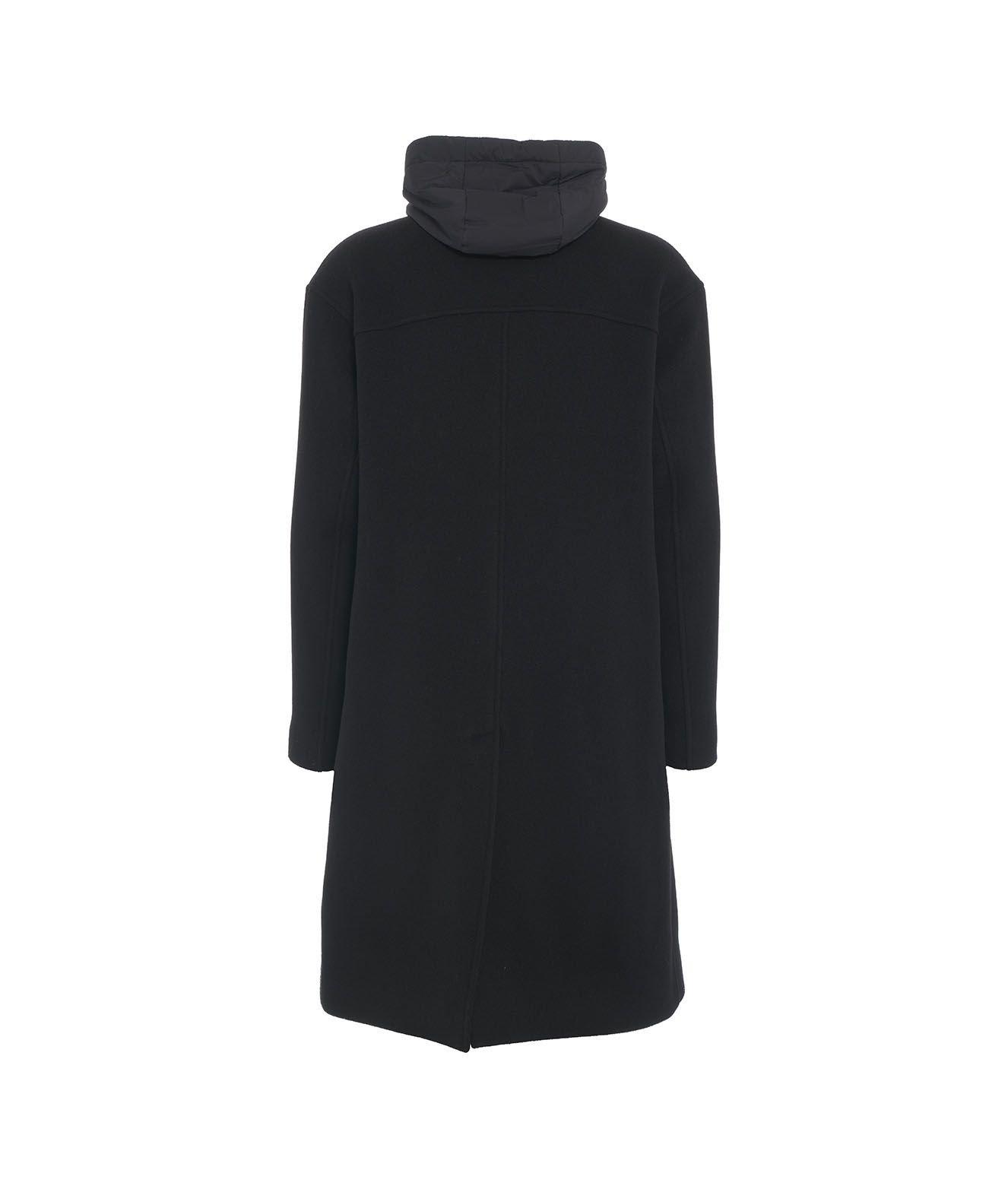 Shop Herno Buttoned Straight Hem Hooded Coat In Black