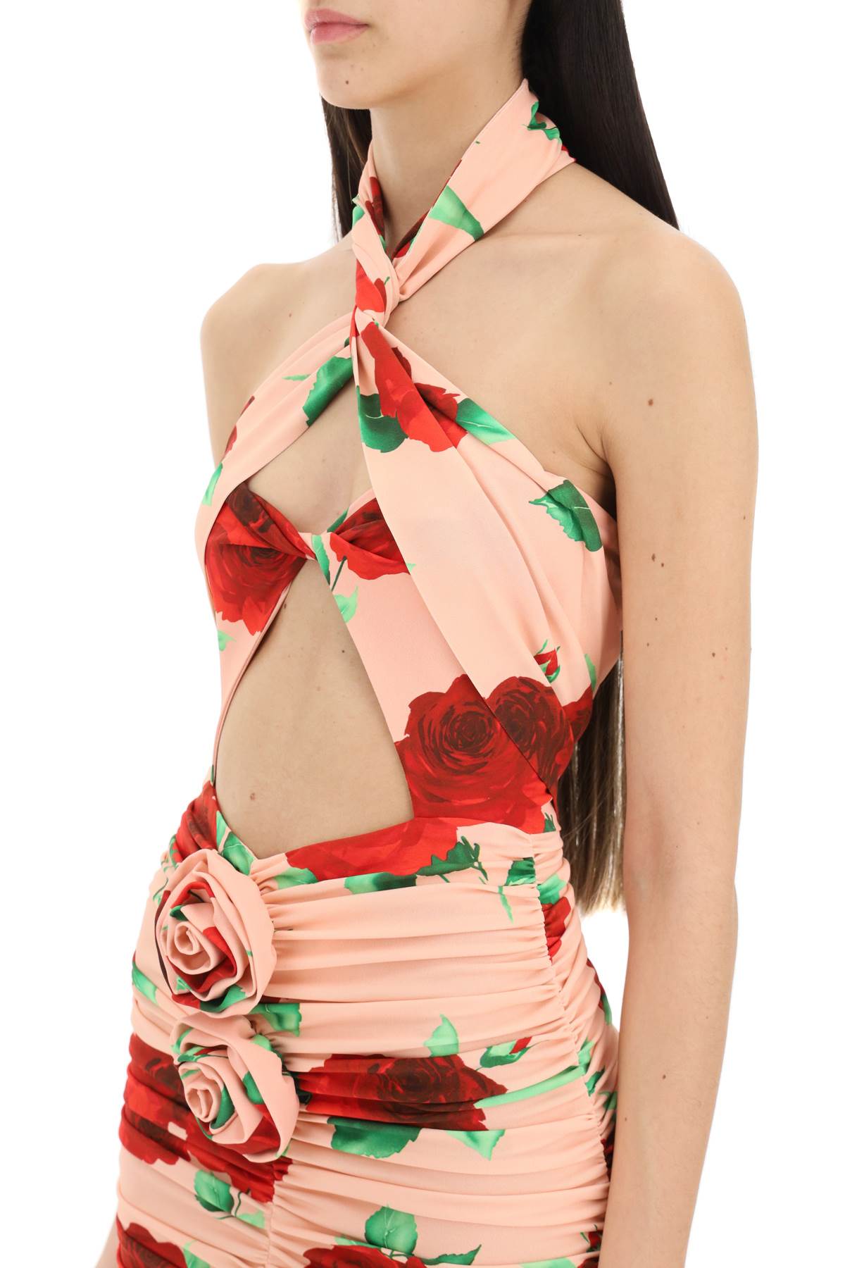 Shop Magda Butrym Twisted Cutout Mini Dress In Pink Print (pink)