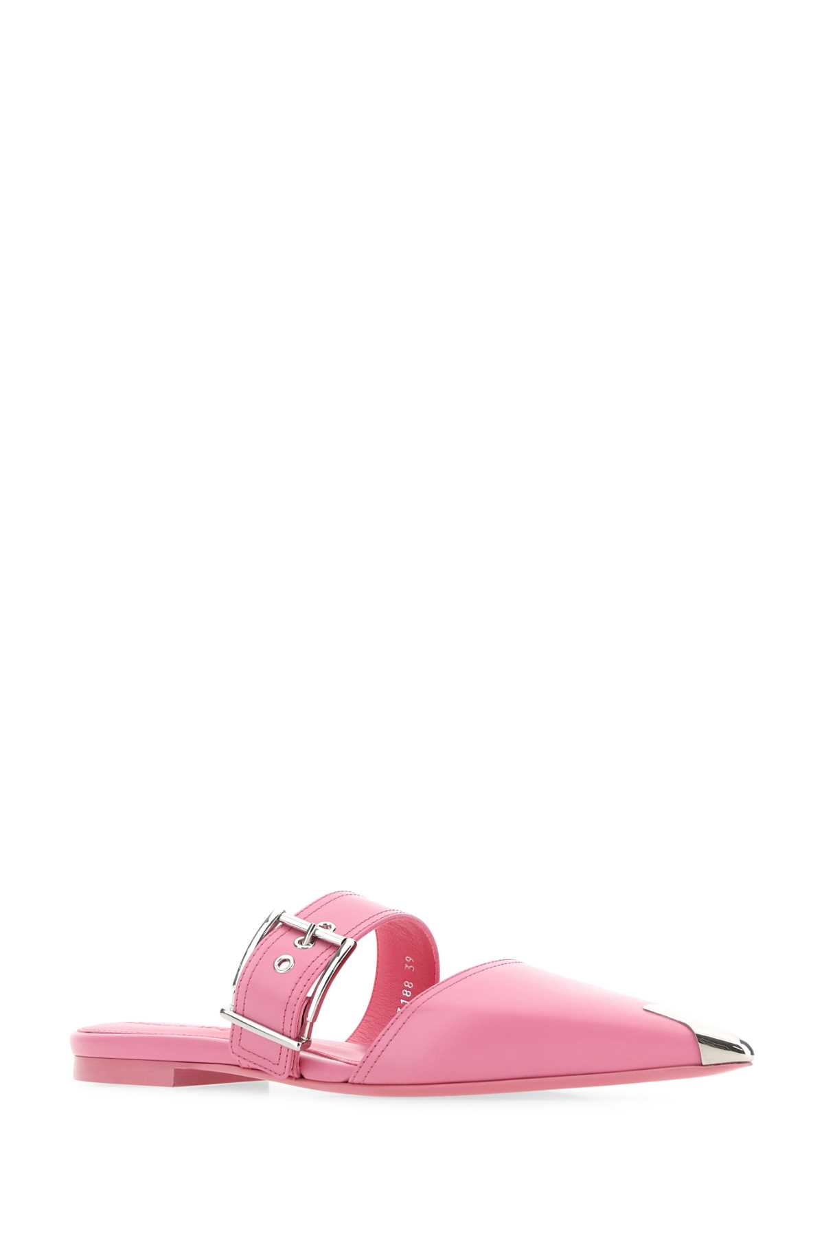 Shop Alexander Mcqueen Pink Leather Slippers In 5482