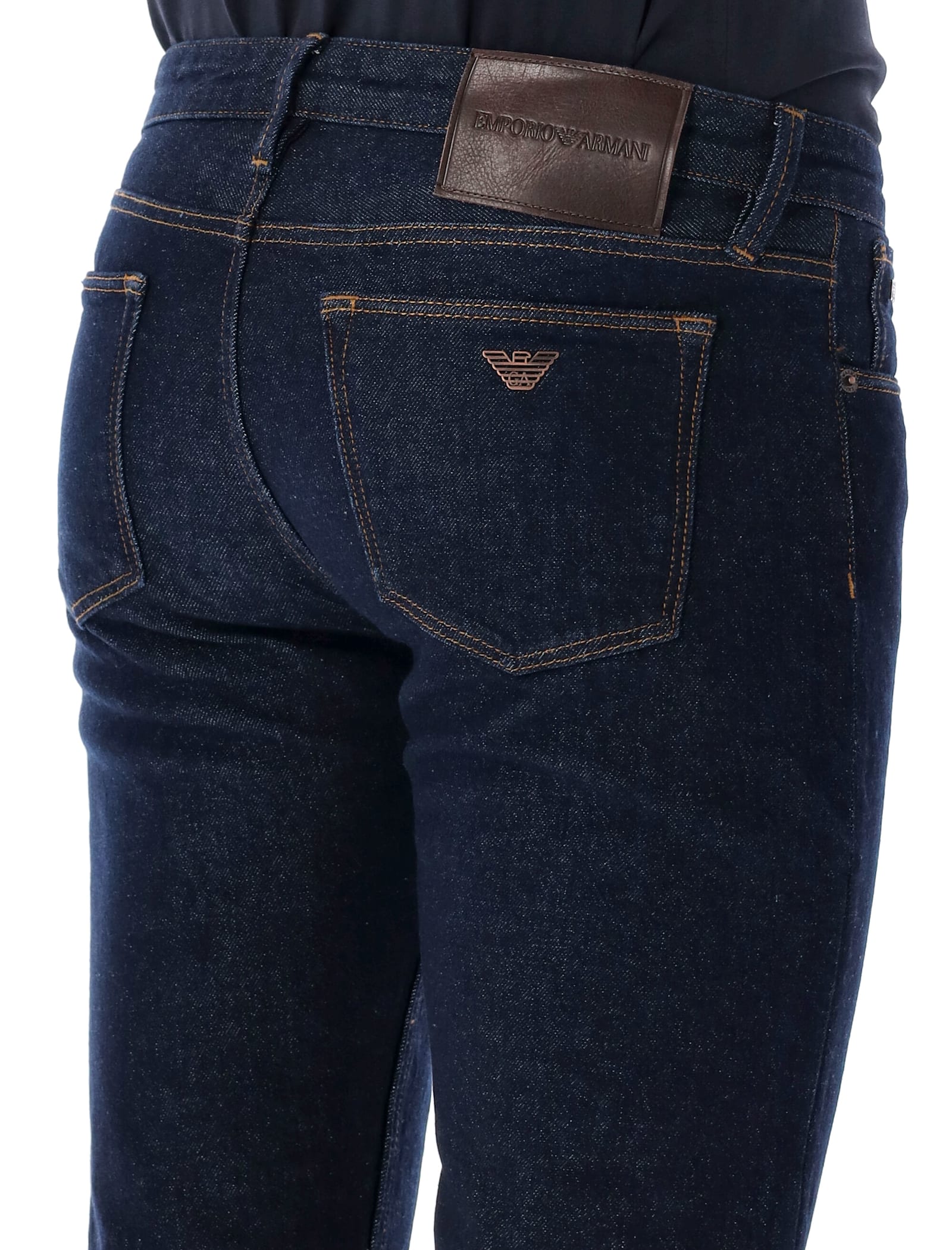 Shop Emporio Armani 5 Pockets Pants In Denim Blu