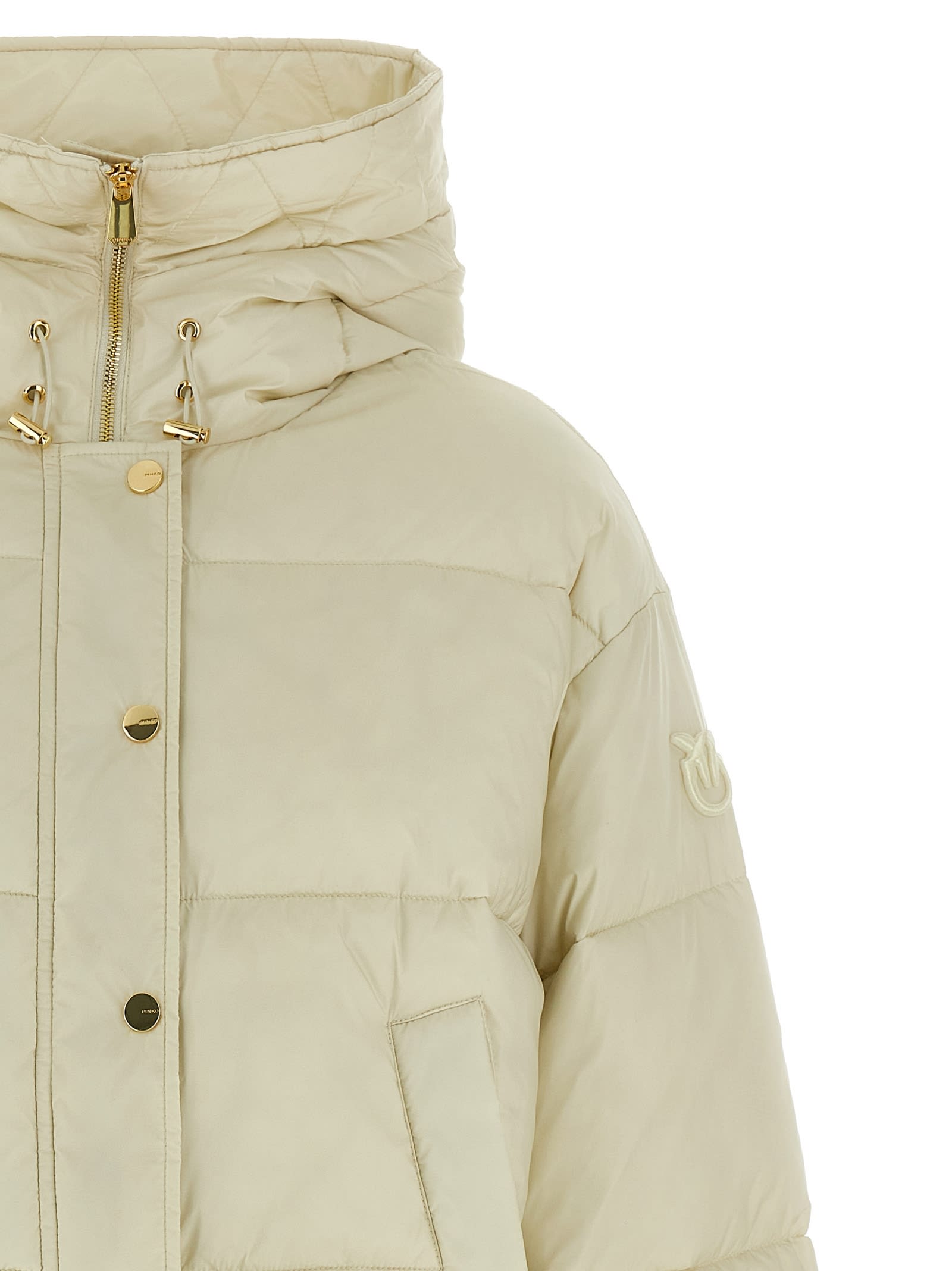 Pinko Quilted Hooded Jacket Front Pockets In Multi