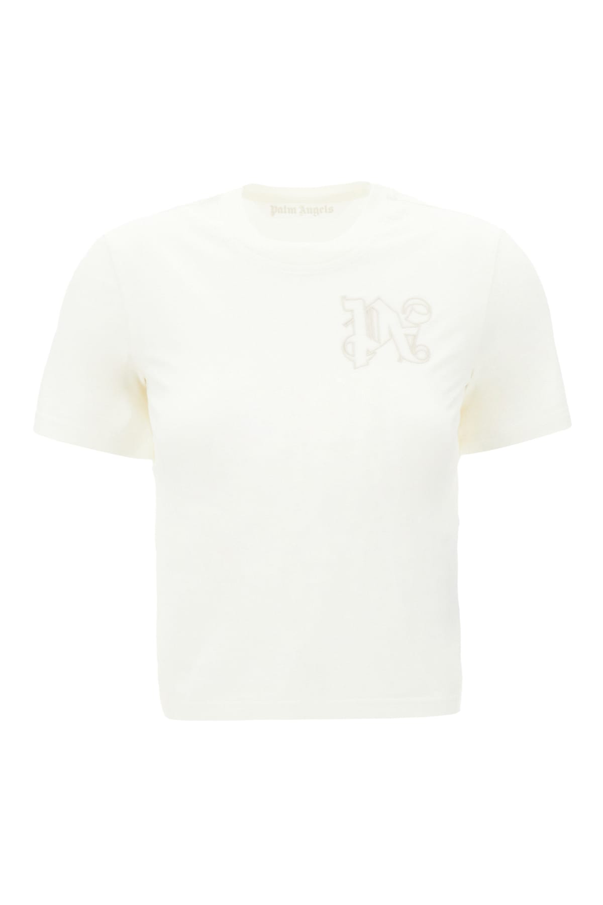 Palm Angels Ivory Cotton T-shirt In White