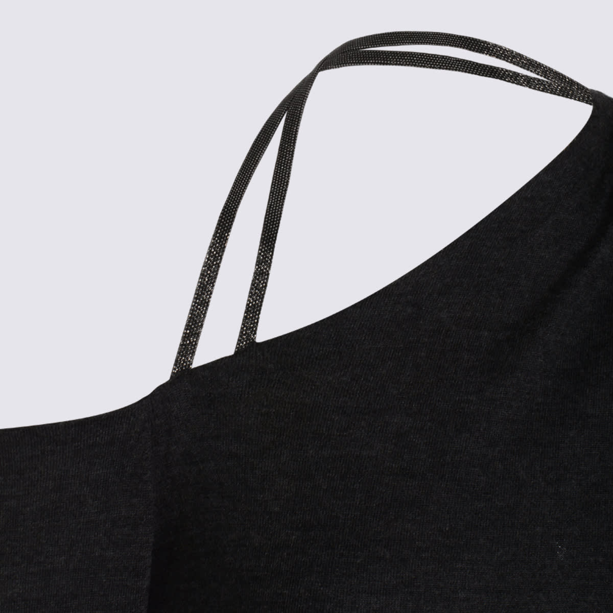 Brunello Cucinelli Cashmere Blend One-shoulder Long Sleeve Sweater In Multi