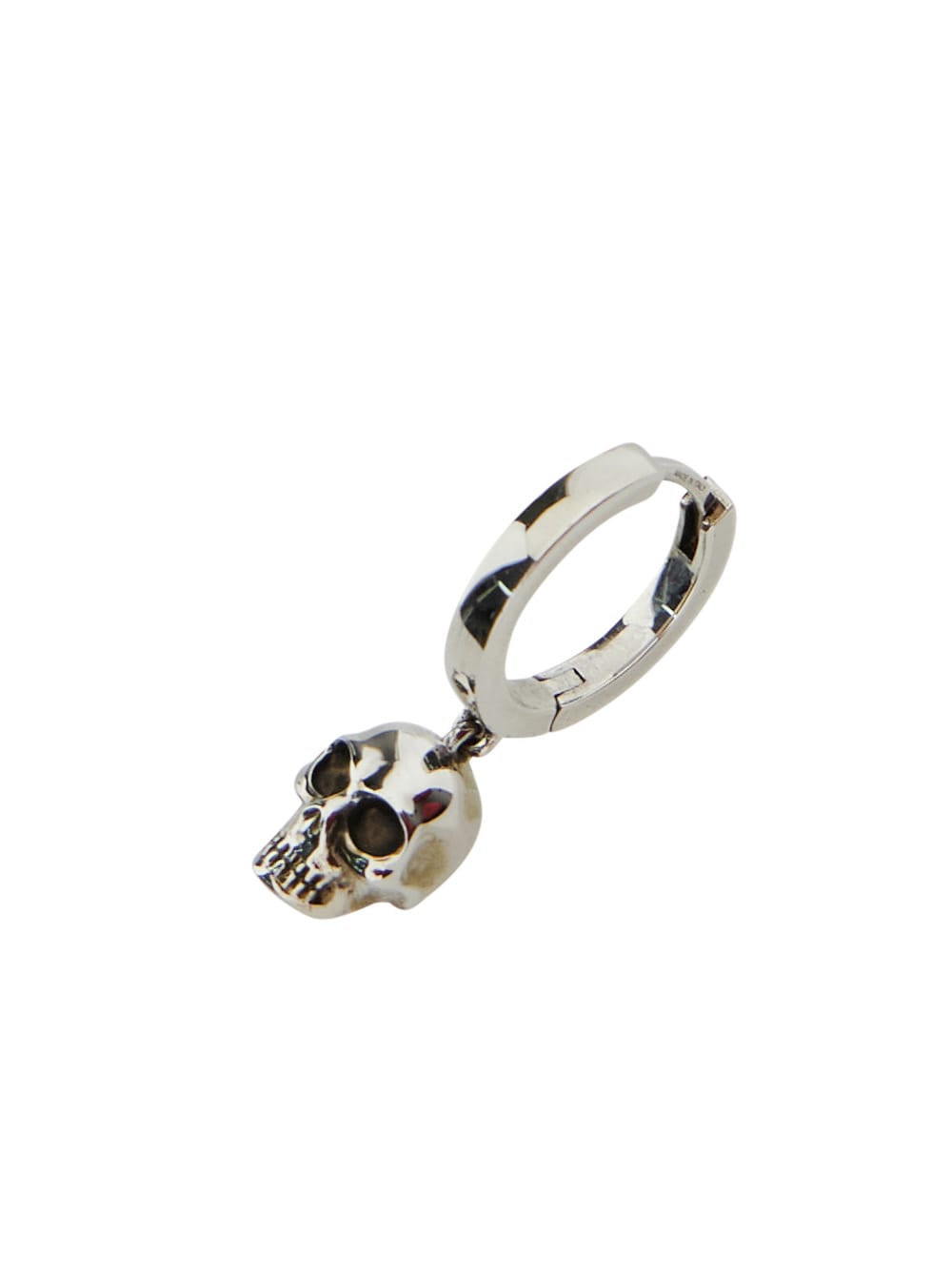 Alexander Mcqueen Silver-colored Hoop Earrings With Skull-shaped Pendant In Brass Man In Metallic