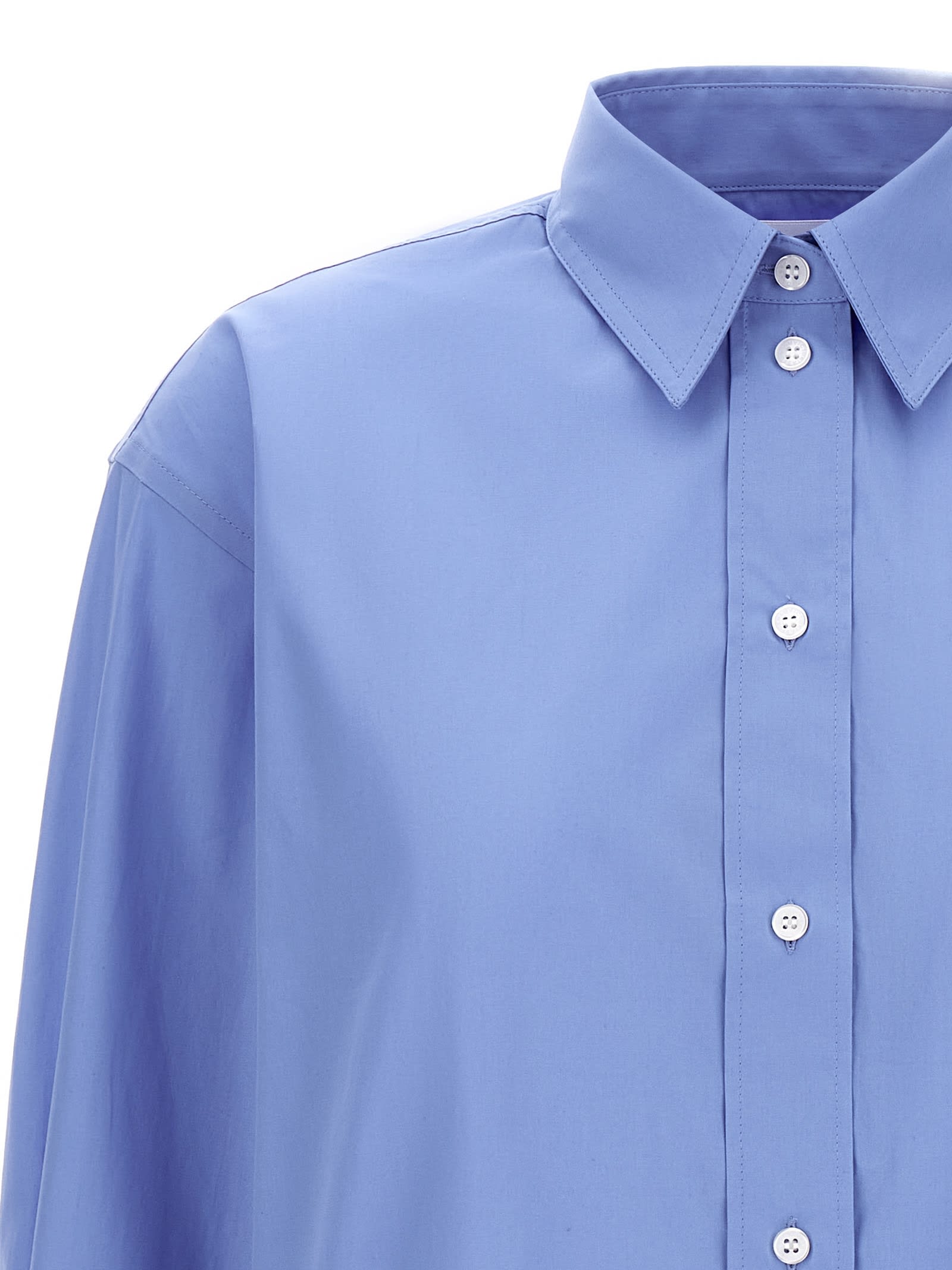 Victoria Beckham Shirt Cropped Long Sleeves In Azure