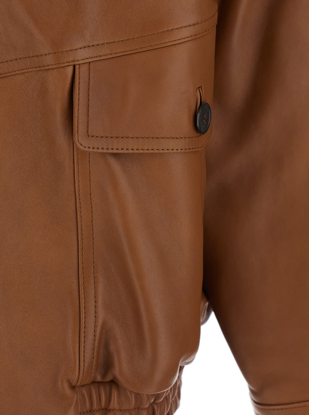 Saint Laurent Blouson Ample Poches A Larges Rabat Agneau Toucher In Brown