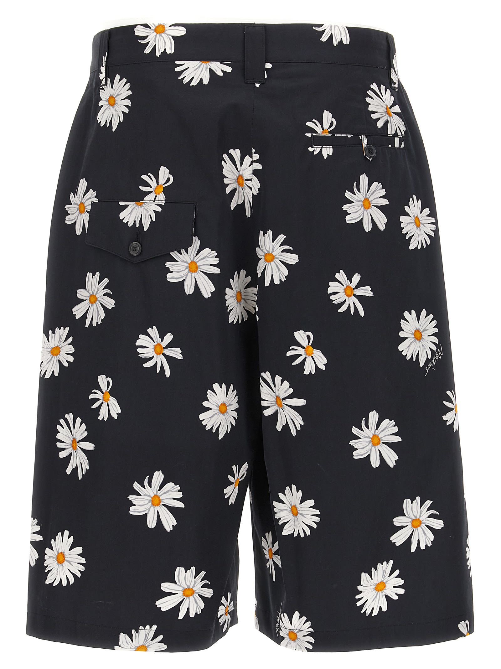 Moschino All-over Daisy Print Bermuda Shorts In Black