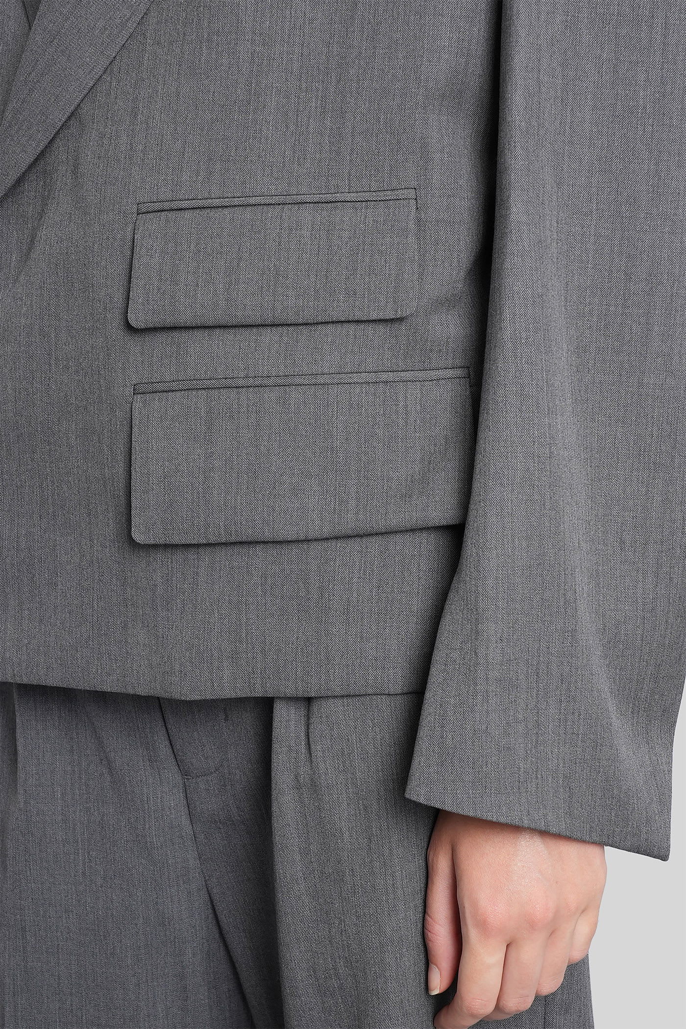Entire Studios Book Blazer In Grey Wool In Gray