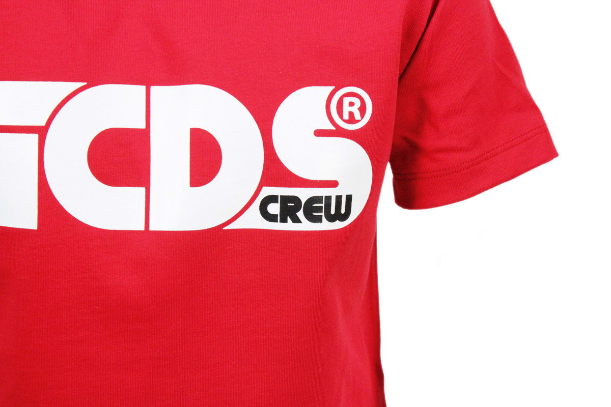 Shop Gcds Short Sleeve Crewneck T-shirt With Logo And Fluorescent Lettering In Red