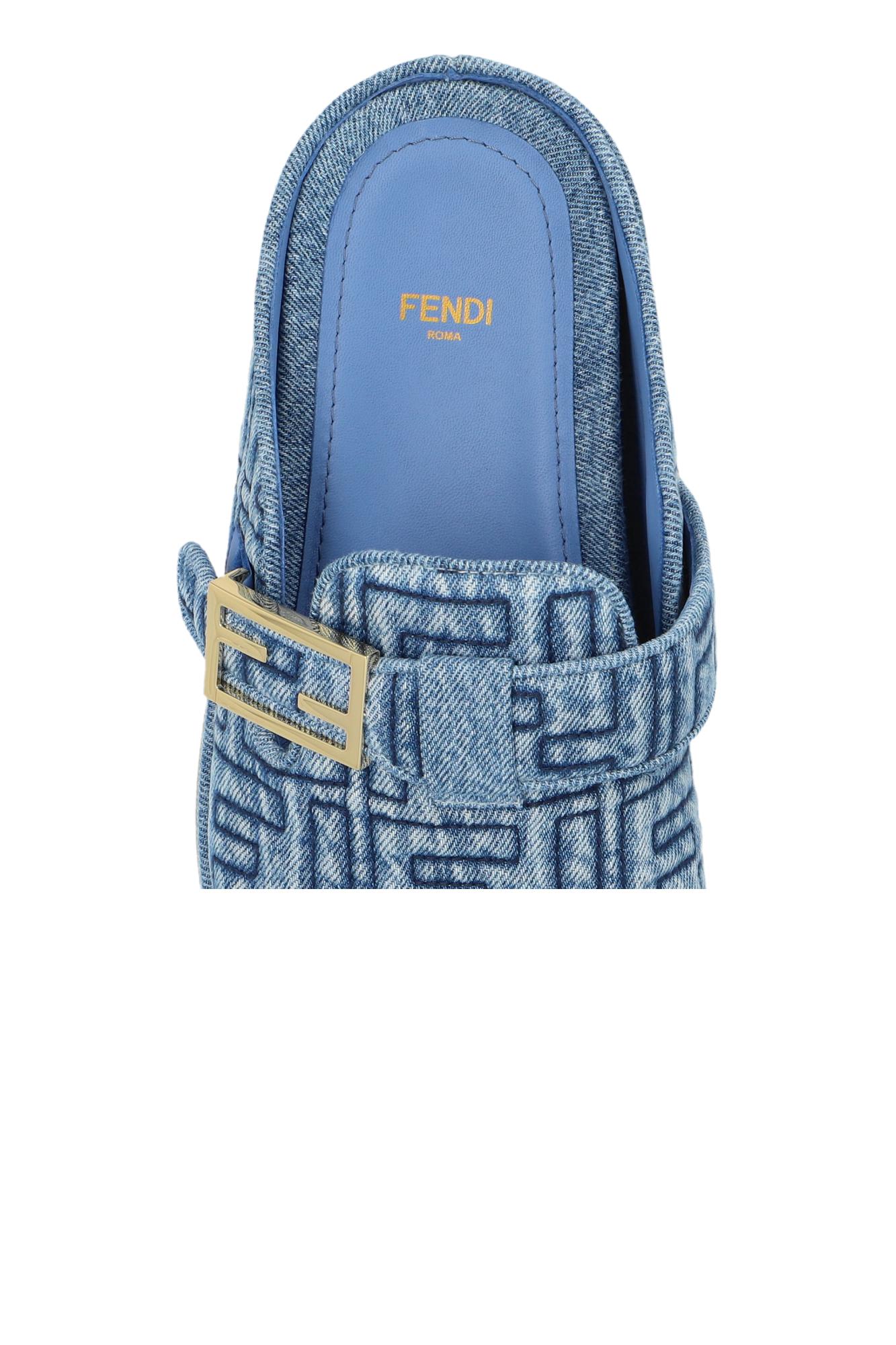 Shop Fendi Slippers With Logo In Blue