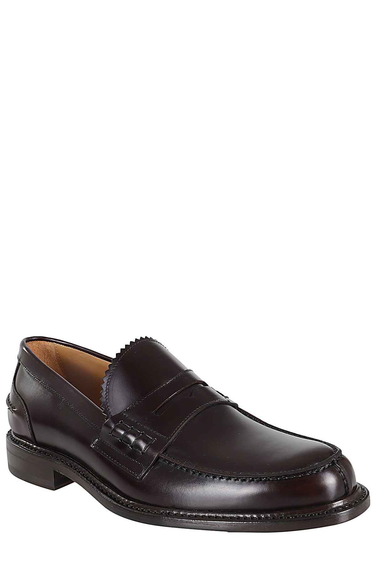 John Spencer Almond Toe Brown Leather Loafers In Rois Marron