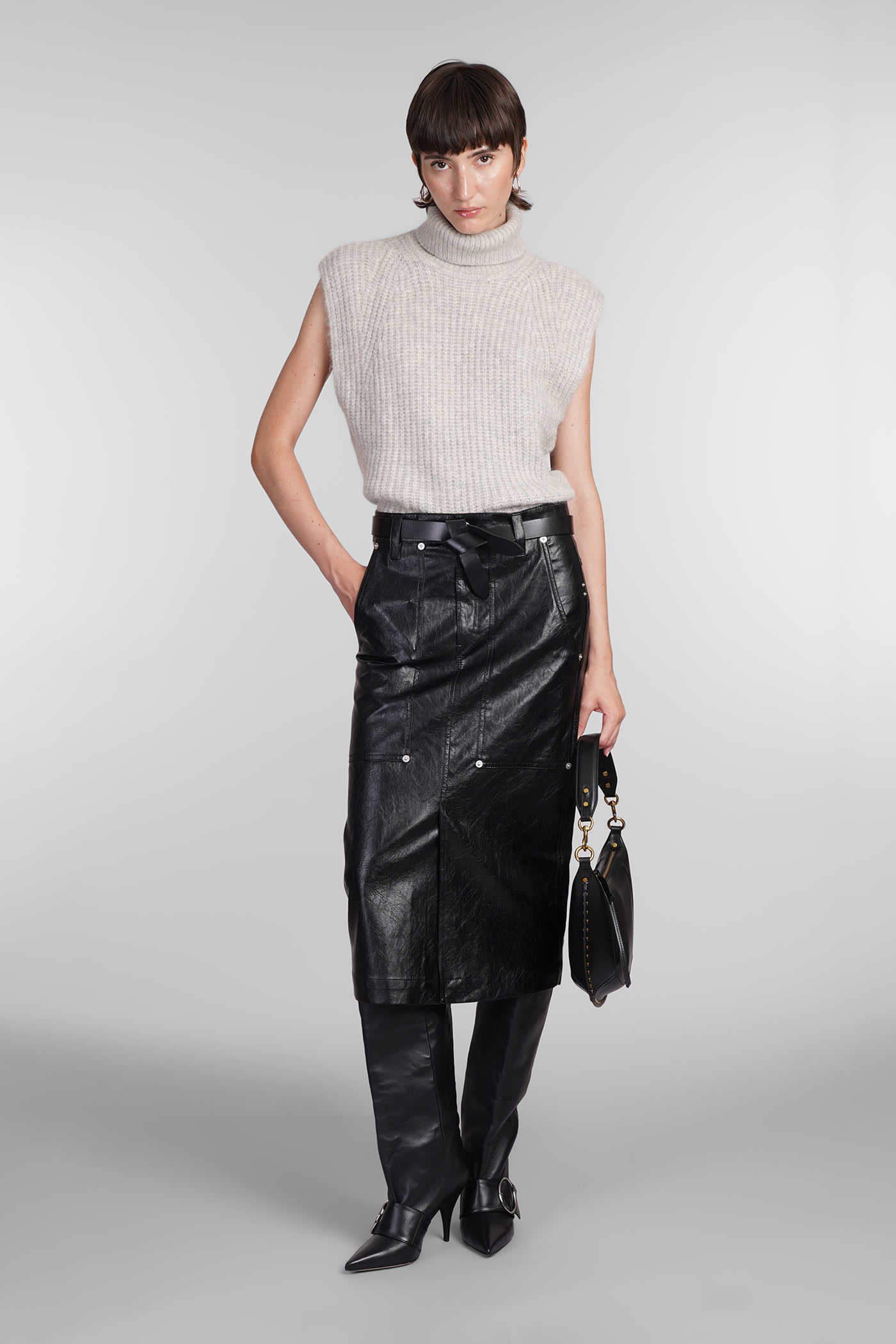 Shop Marant Etoile Angele Skirt In Black Polyuretan