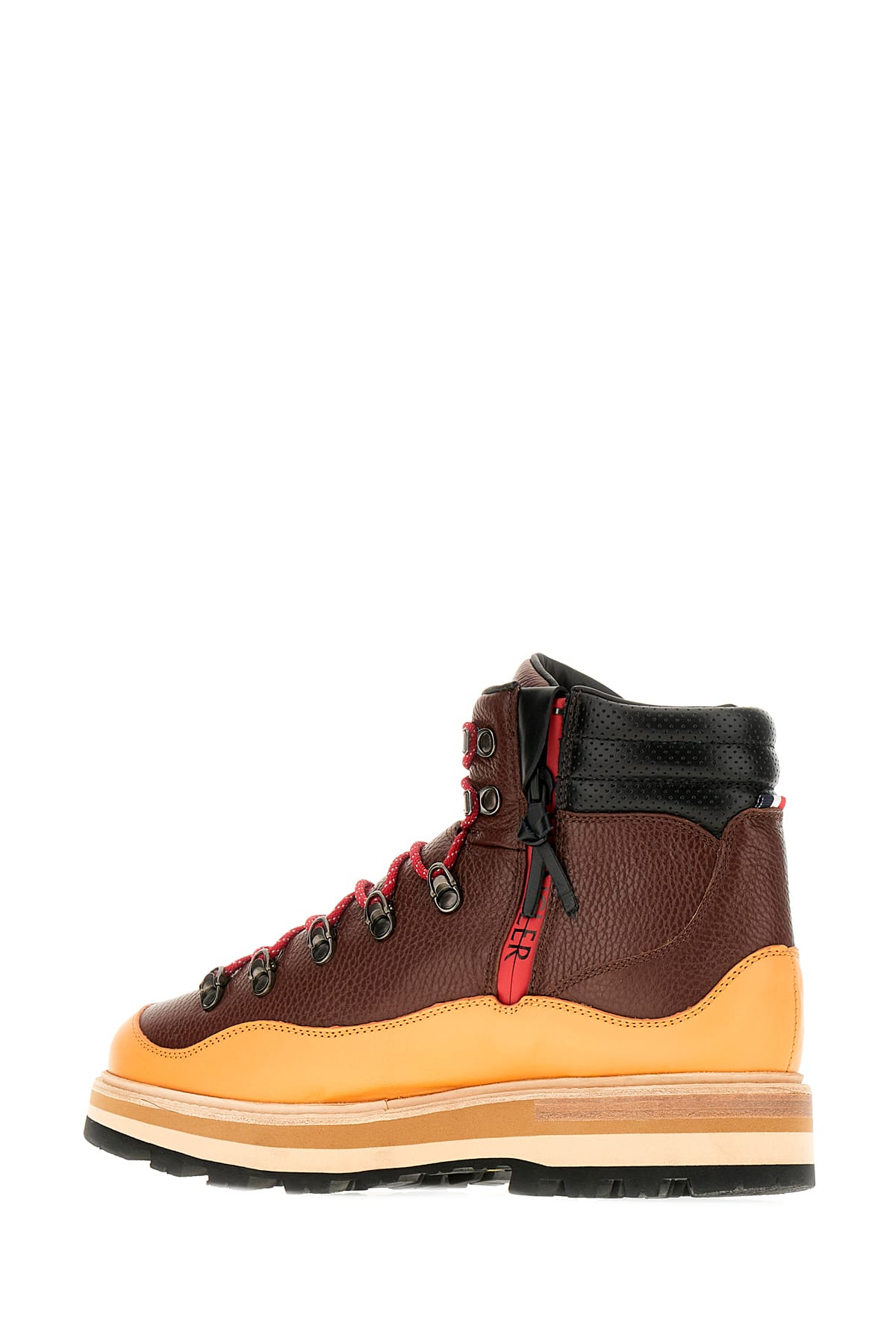 Shop Moncler Two-tone Leather Peka Trek Ankle Boots In P39